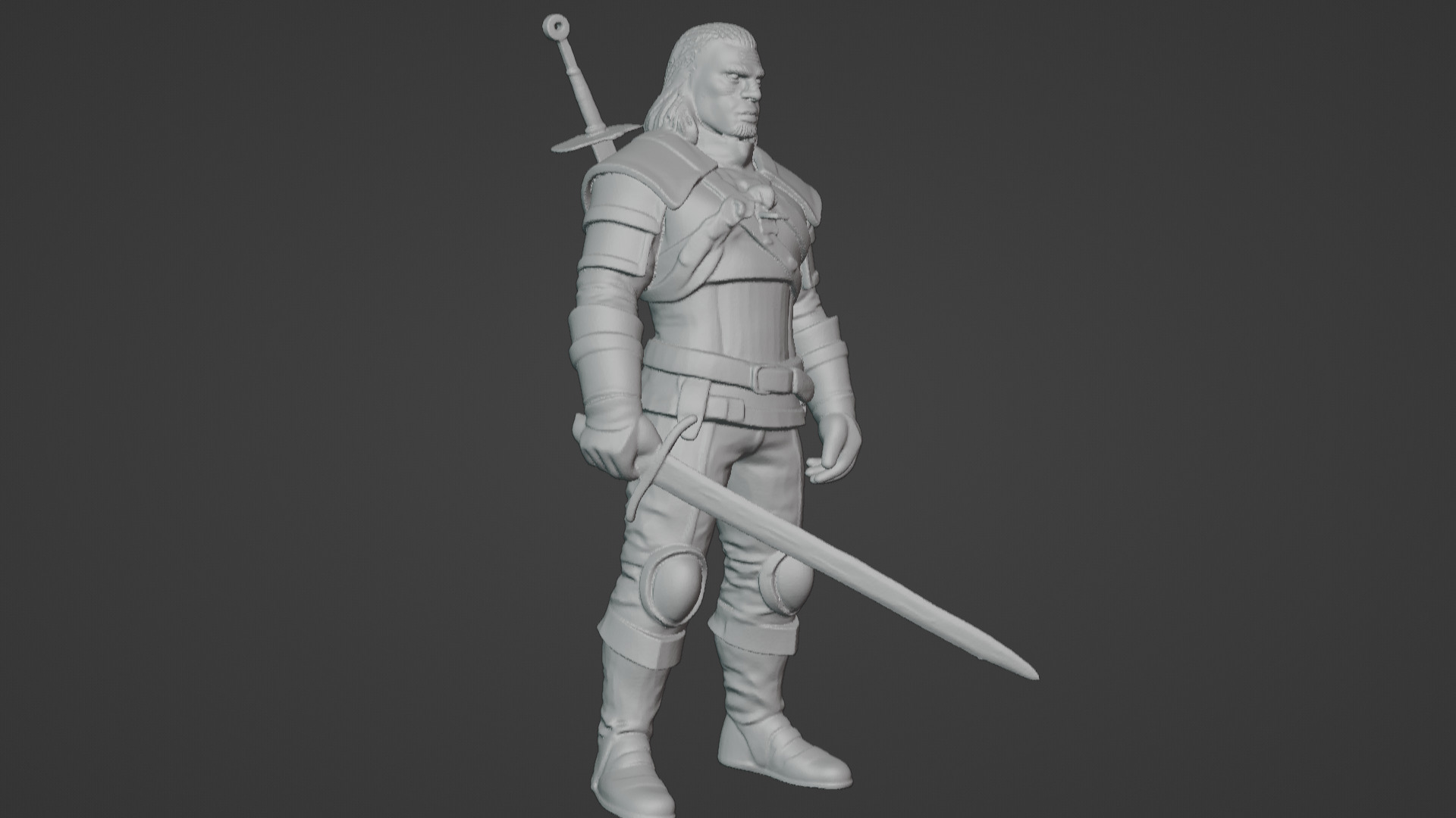Monster Slayer Warrior- Printable Sculpture 3D print model_8