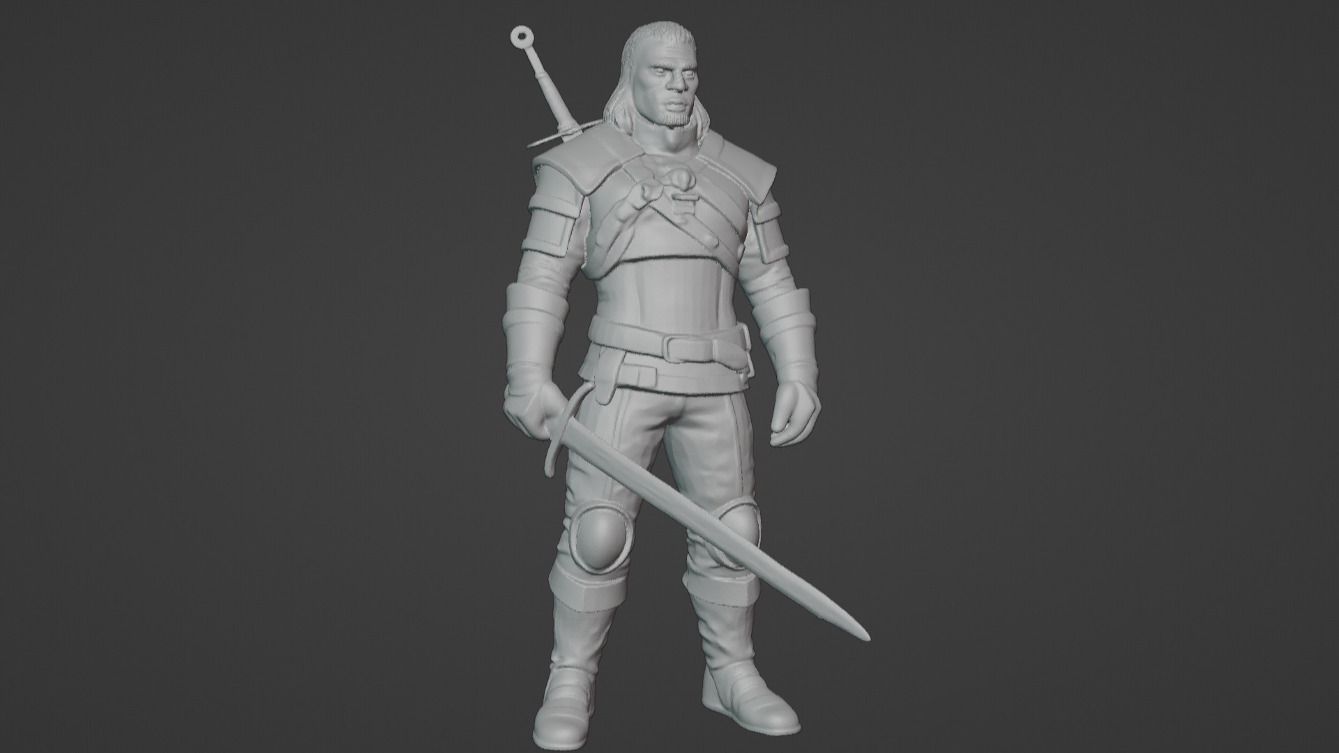 Monster Slayer Warrior- Printable Sculpture 3D print model_6