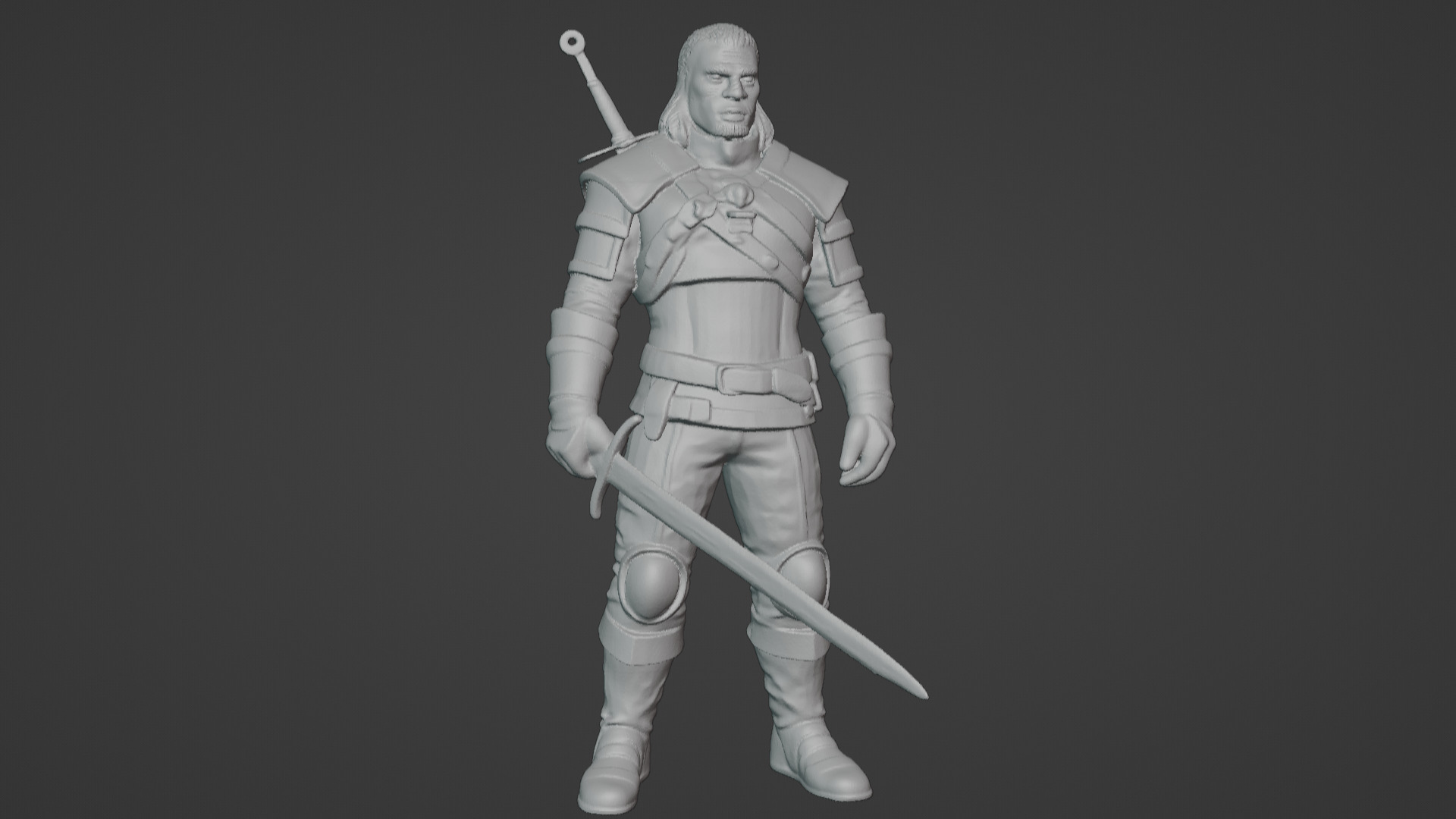 Monster Slayer Warrior- Printable Sculpture 3D print model_1