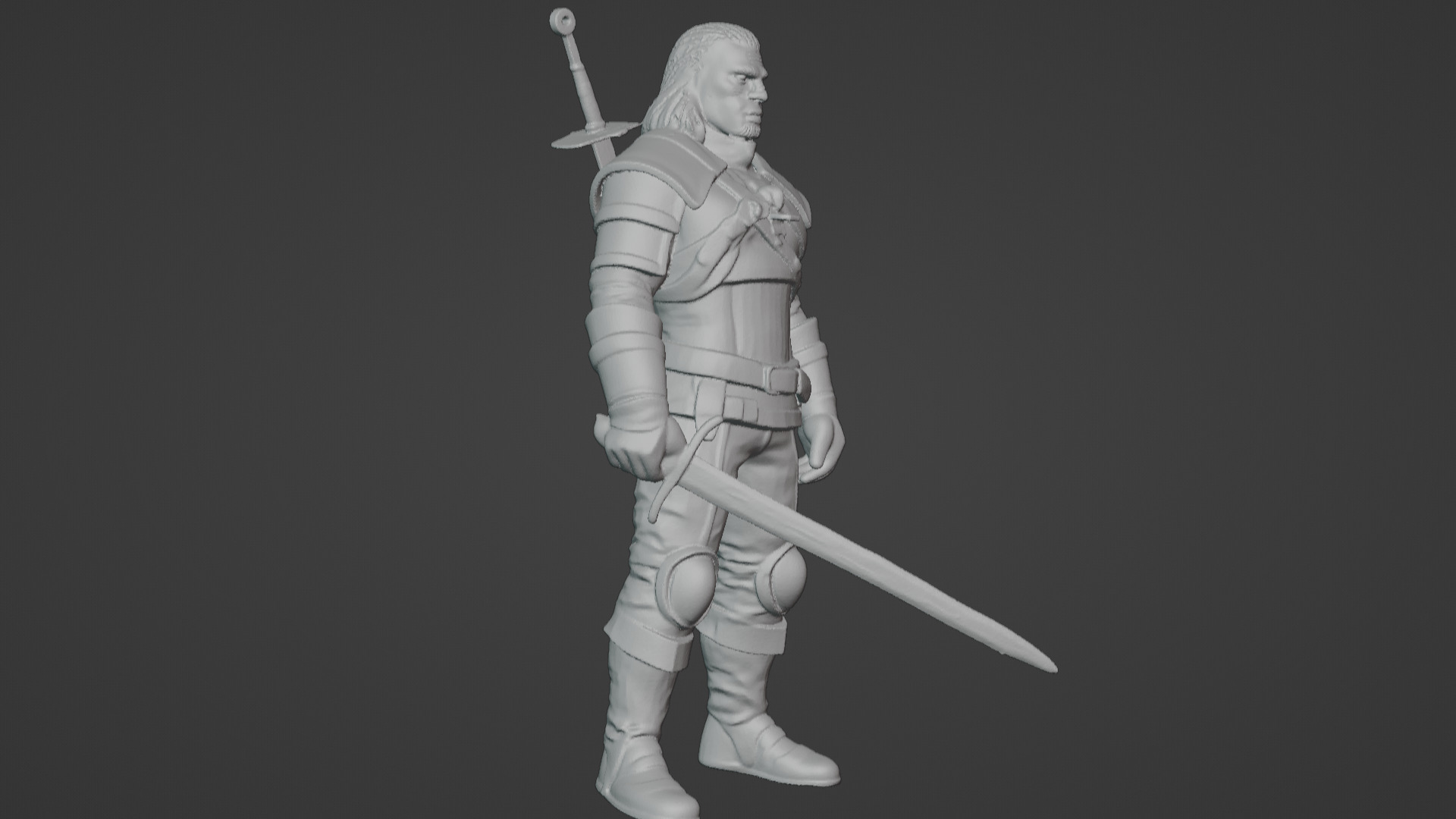 Monster Slayer Warrior- Printable Sculpture 3D print model_4