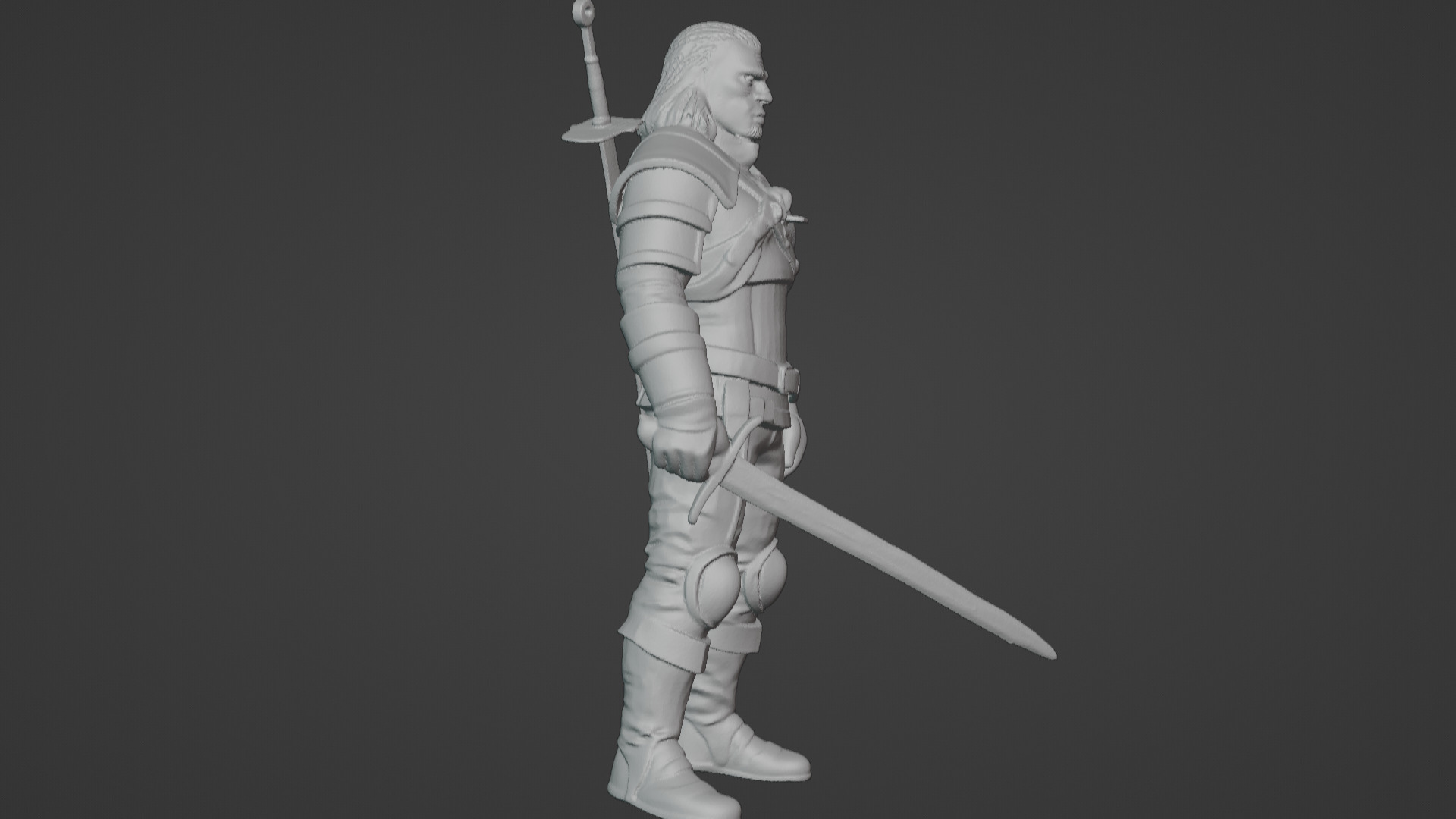 Monster Slayer Warrior- Printable Sculpture 3D print model_7