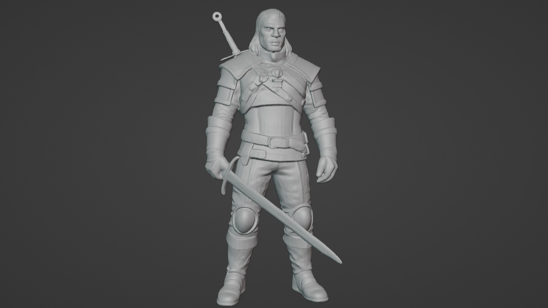 Monster Slayer Warrior- Printable Sculpture 3D print model_9
