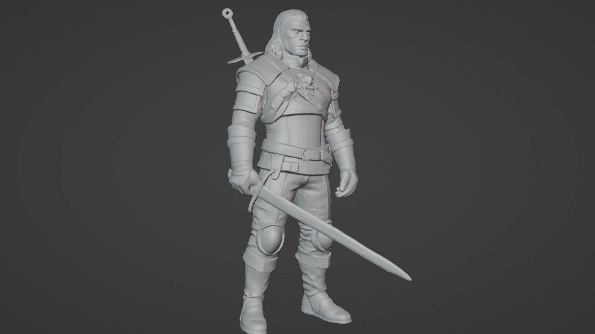 Monster Slayer Warrior- Printable Sculpture 3D print model_19