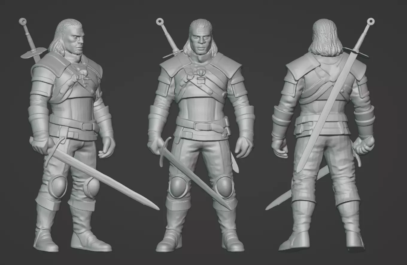 Monster Slayer Warrior- Printable Sculpture 3D print model_0