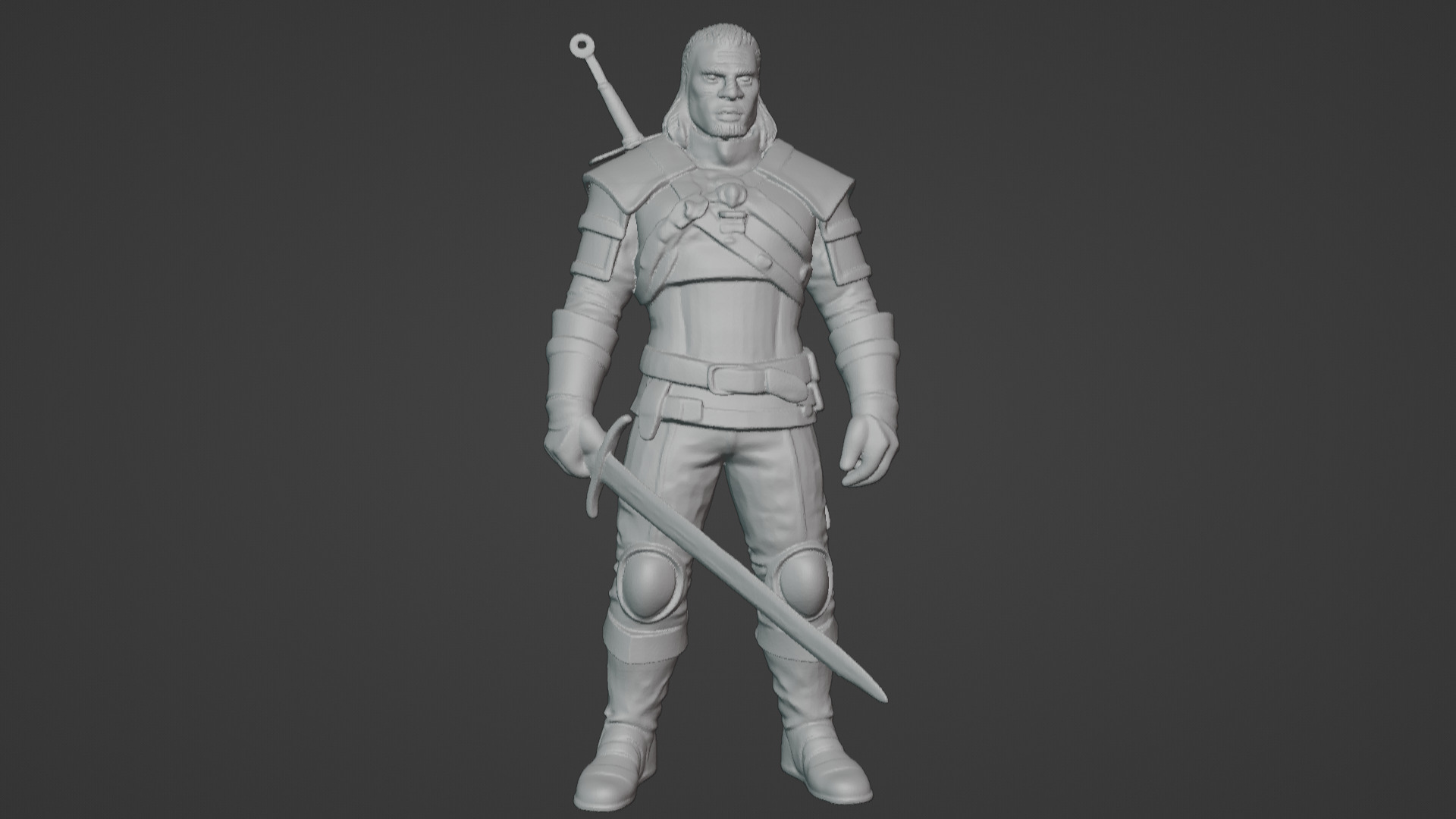 Monster Slayer Warrior- Printable Sculpture 3D print model_18
