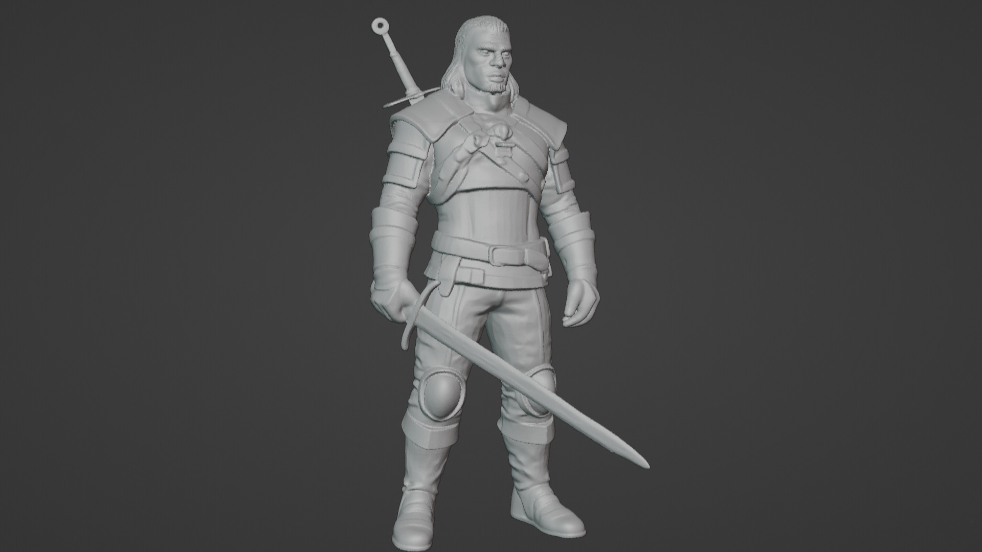 Monster Slayer Warrior- Printable Sculpture 3D print model_13