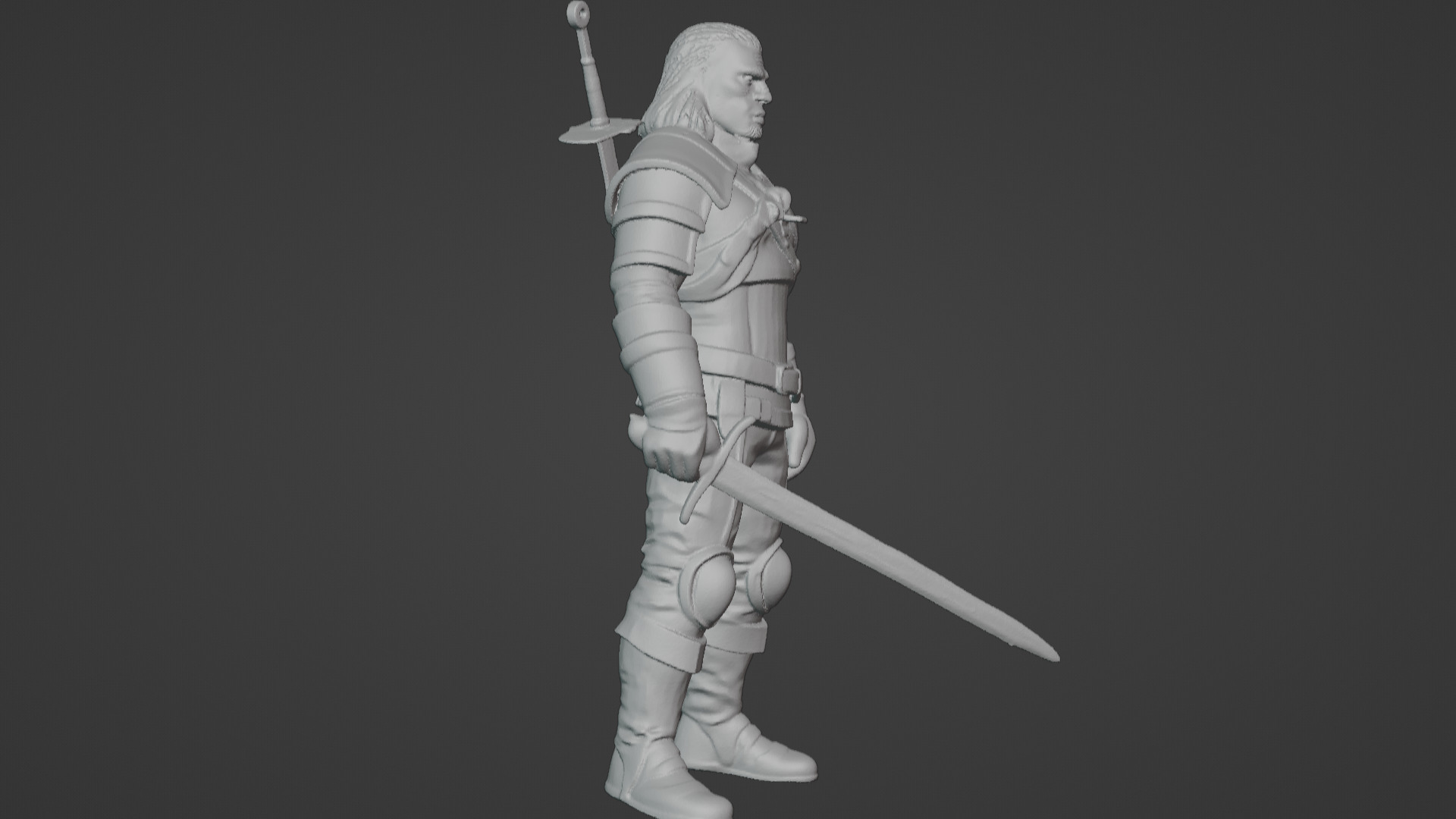 Monster Slayer Warrior- Printable Sculpture 3D print model_12