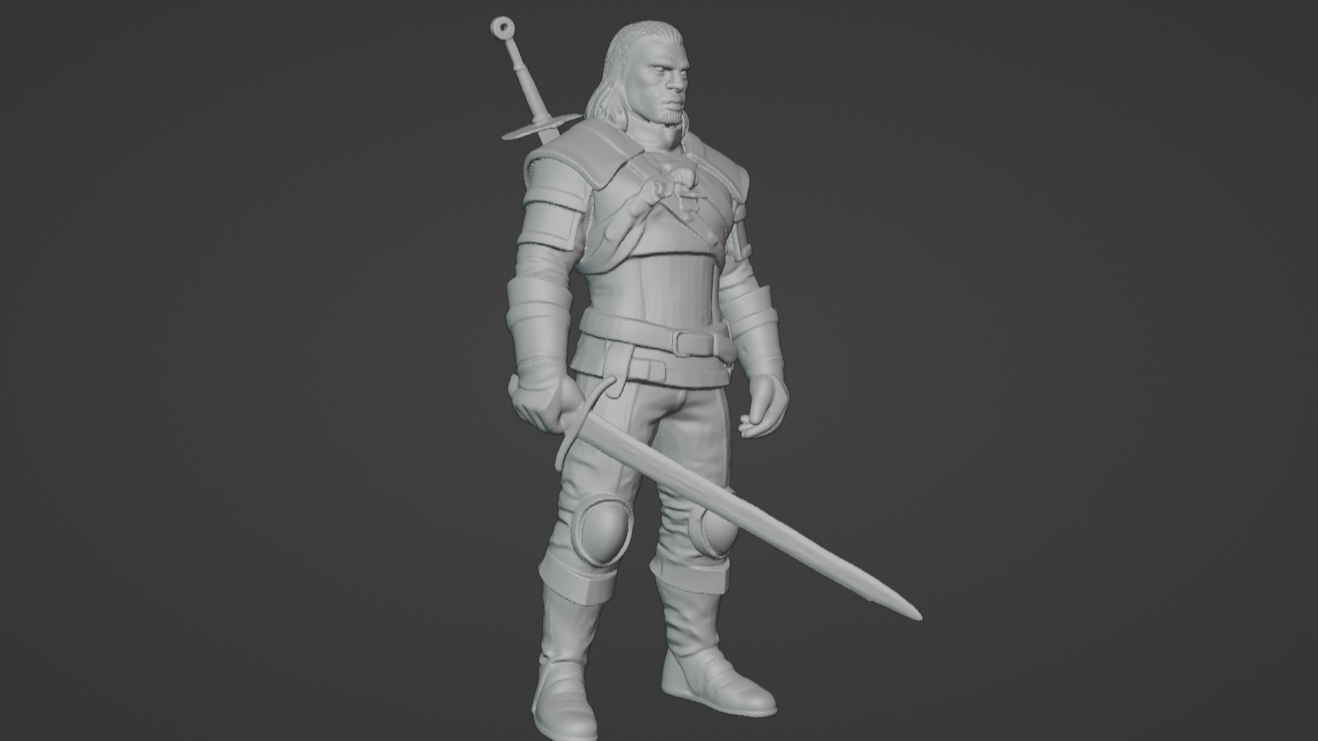Monster Slayer Warrior- Printable Sculpture 3D print model_17