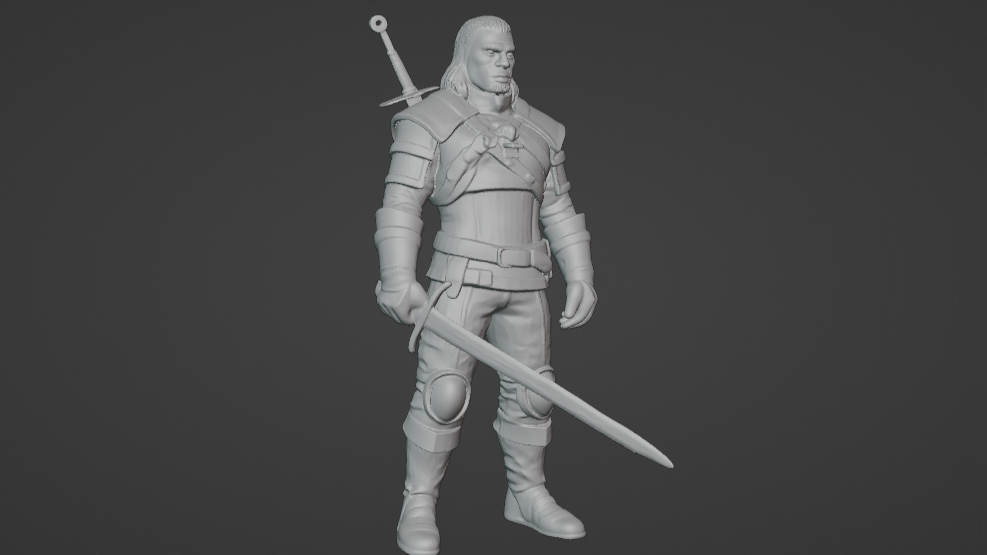 Monster Slayer Warrior- Printable Sculpture 3D print model_16