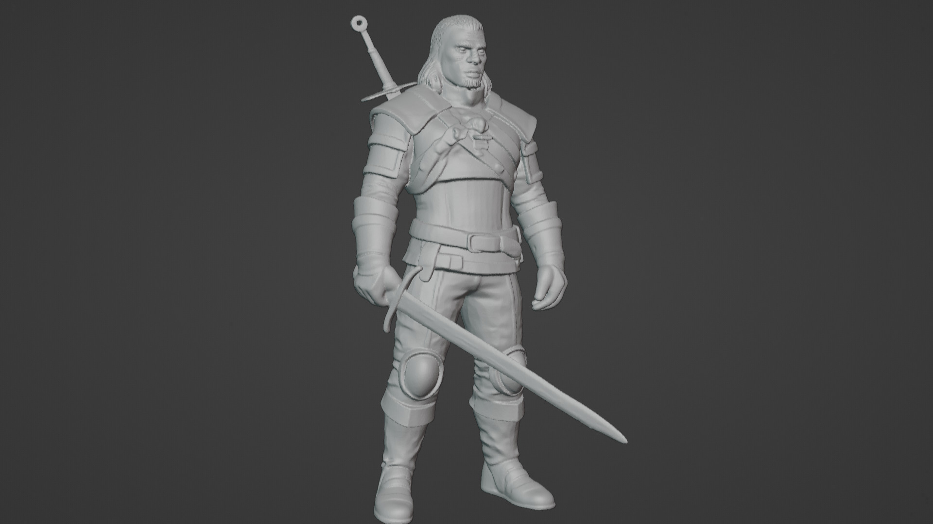 Monster Slayer Warrior- Printable Sculpture 3D print model_15