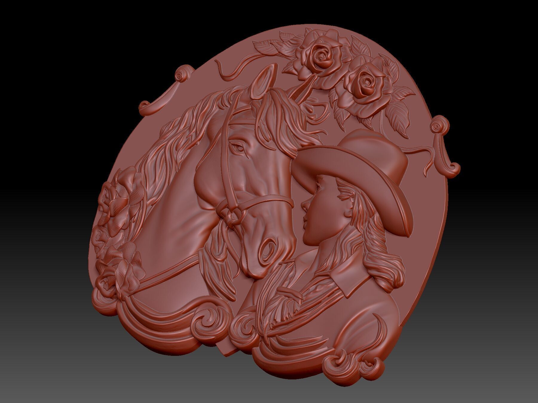 Horse and Woman 3D print model_4