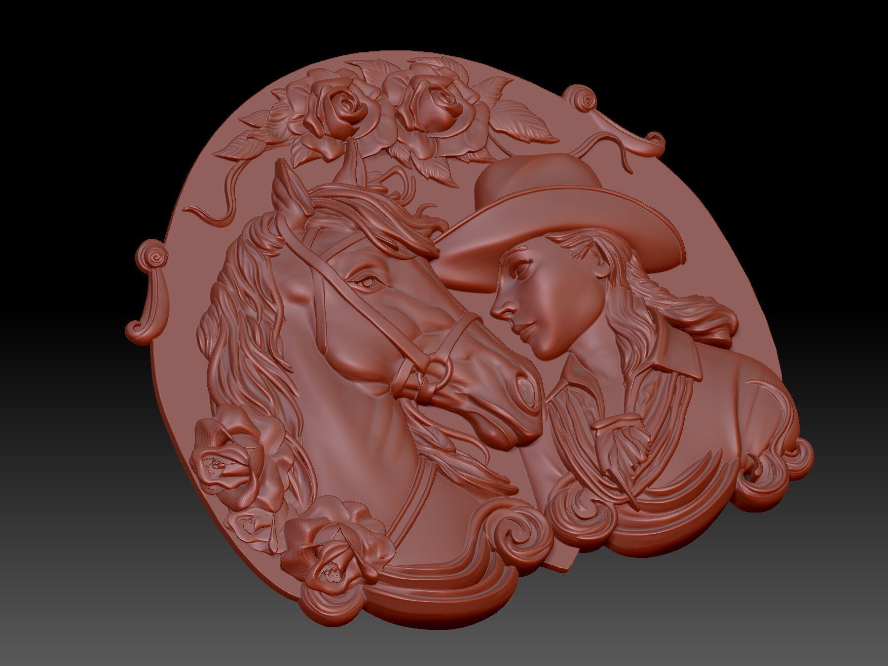 Horse and Woman 3D print model_3