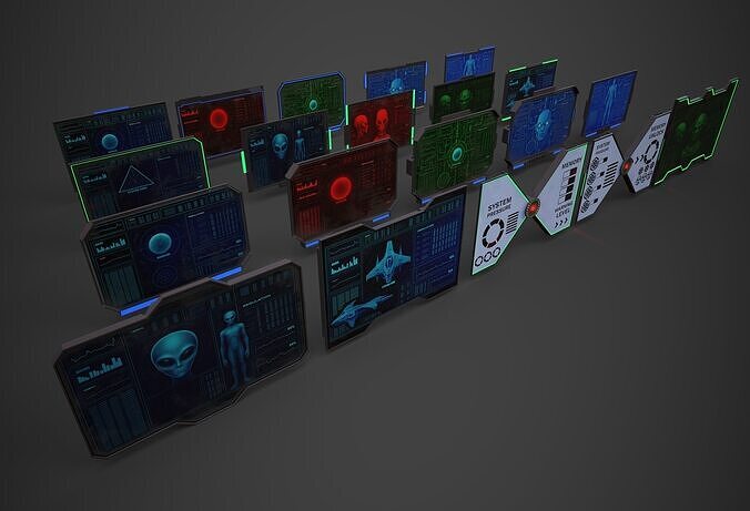 Sci-Fi Monitor Collection Low-poly 3D model