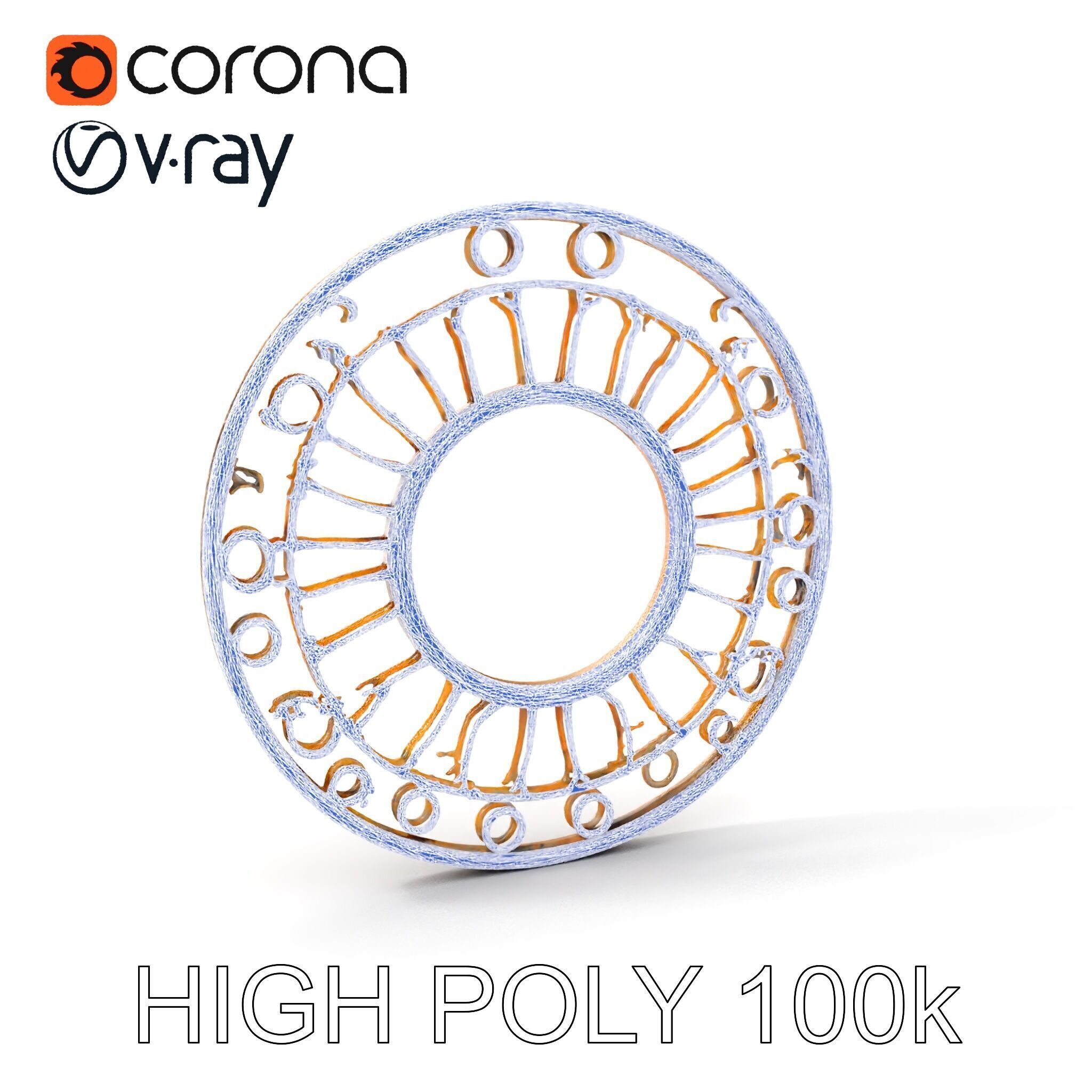 Rustic Circular Metal Wall Decor Model Pack Low-poly 3D model_18