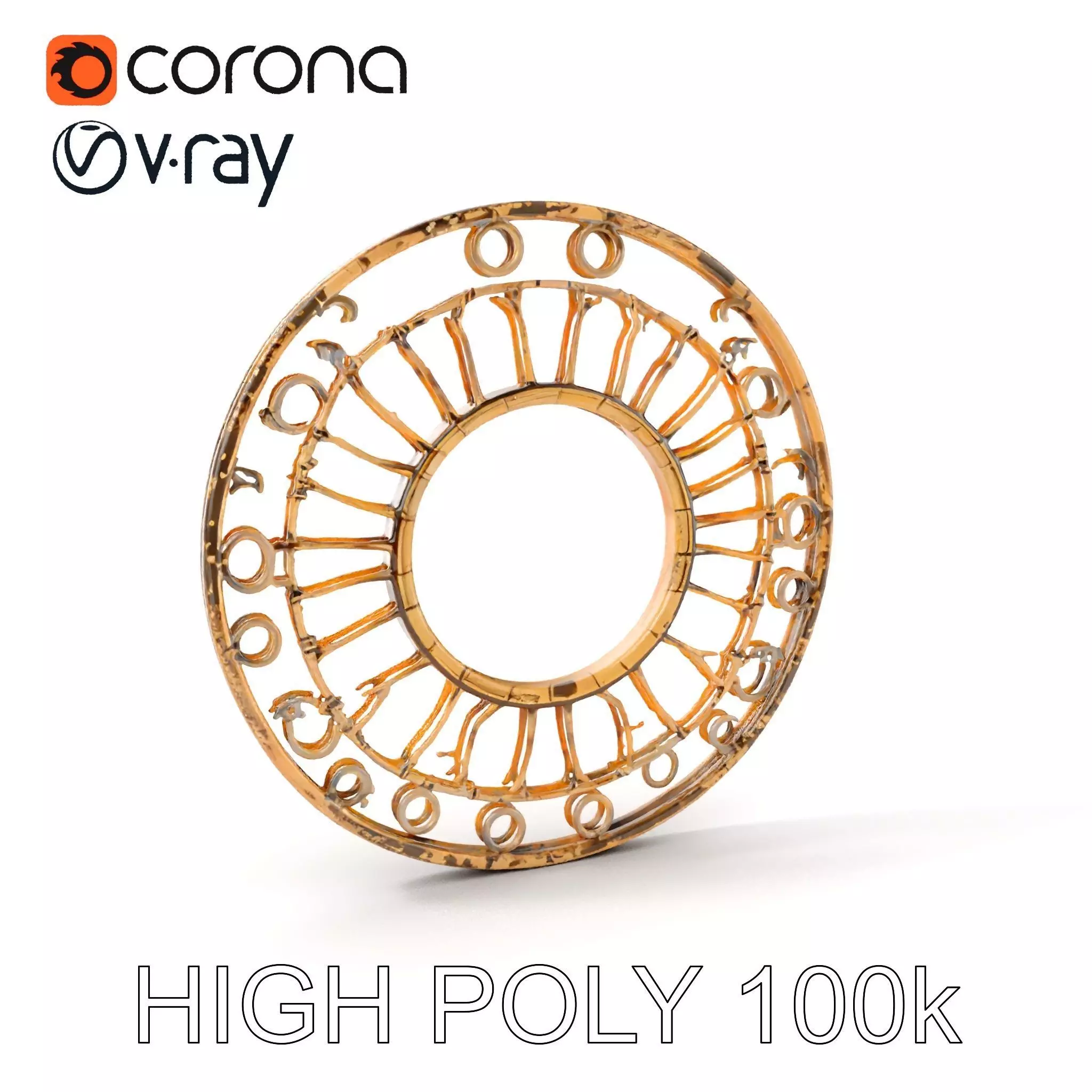 Rustic Circular Metal Wall Decor Model Pack Low-poly 3D model_0