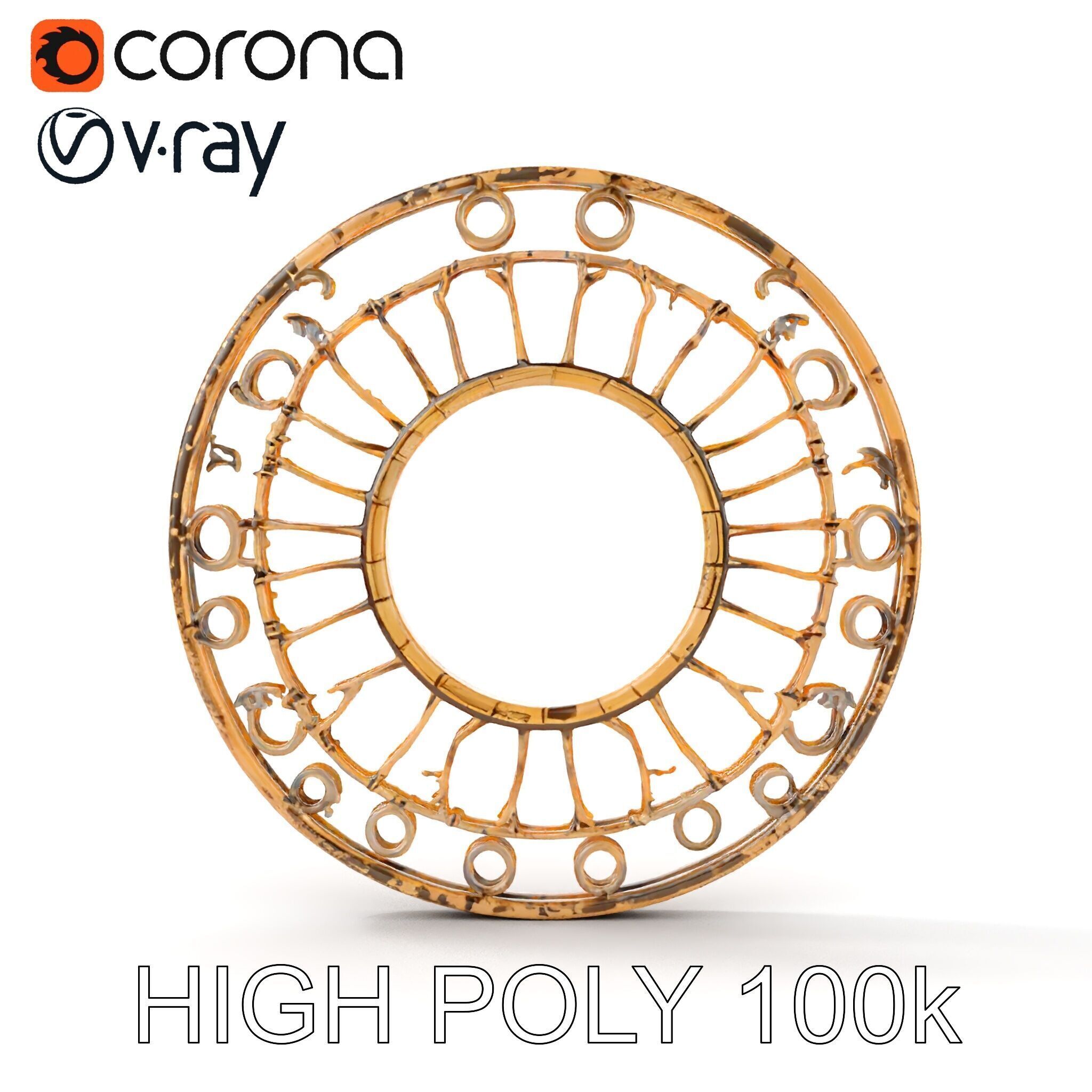 Rustic Circular Metal Wall Decor Model Pack Low-poly 3D model_11