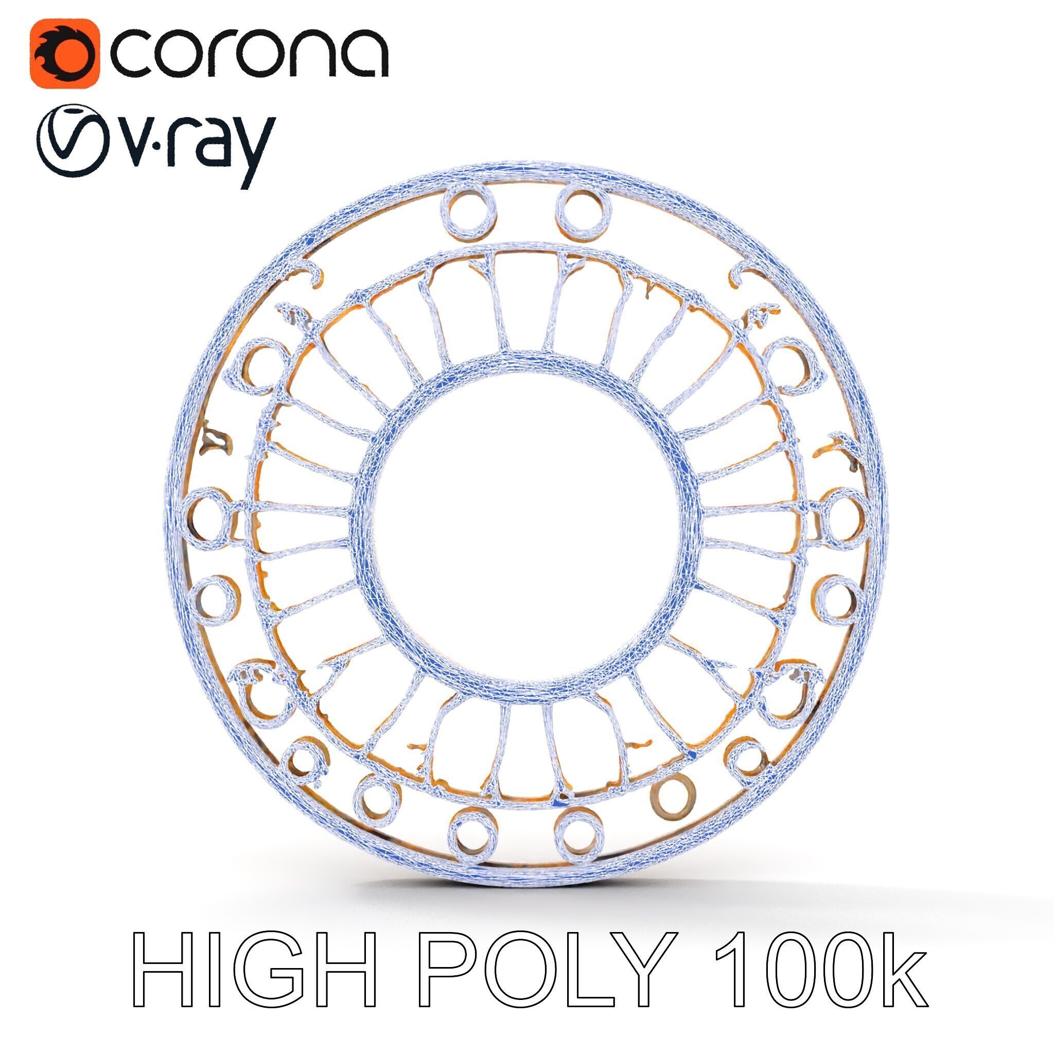 Rustic Circular Metal Wall Decor Model Pack Low-poly 3D model_30
