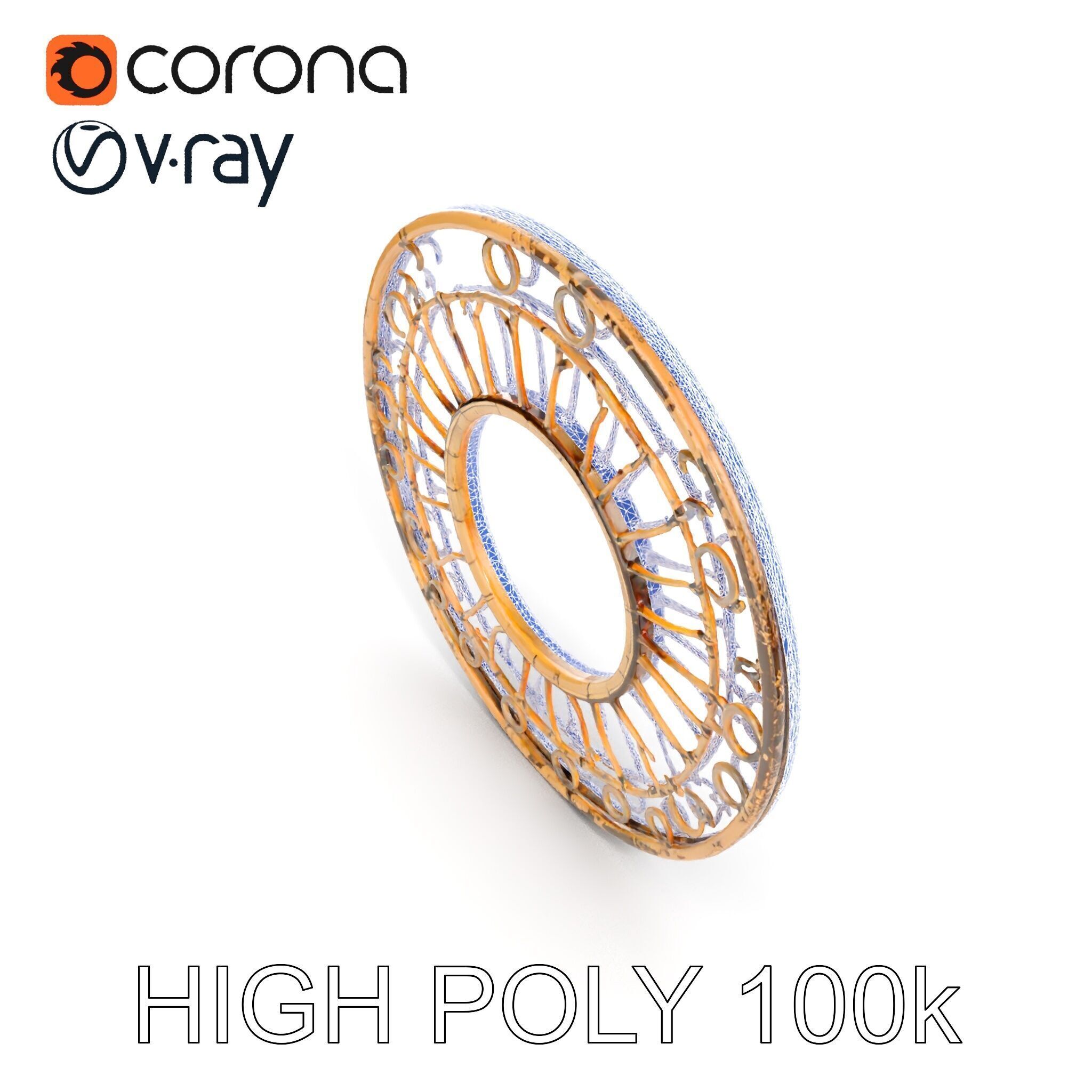 Rustic Circular Metal Wall Decor Model Pack Low-poly 3D model_28