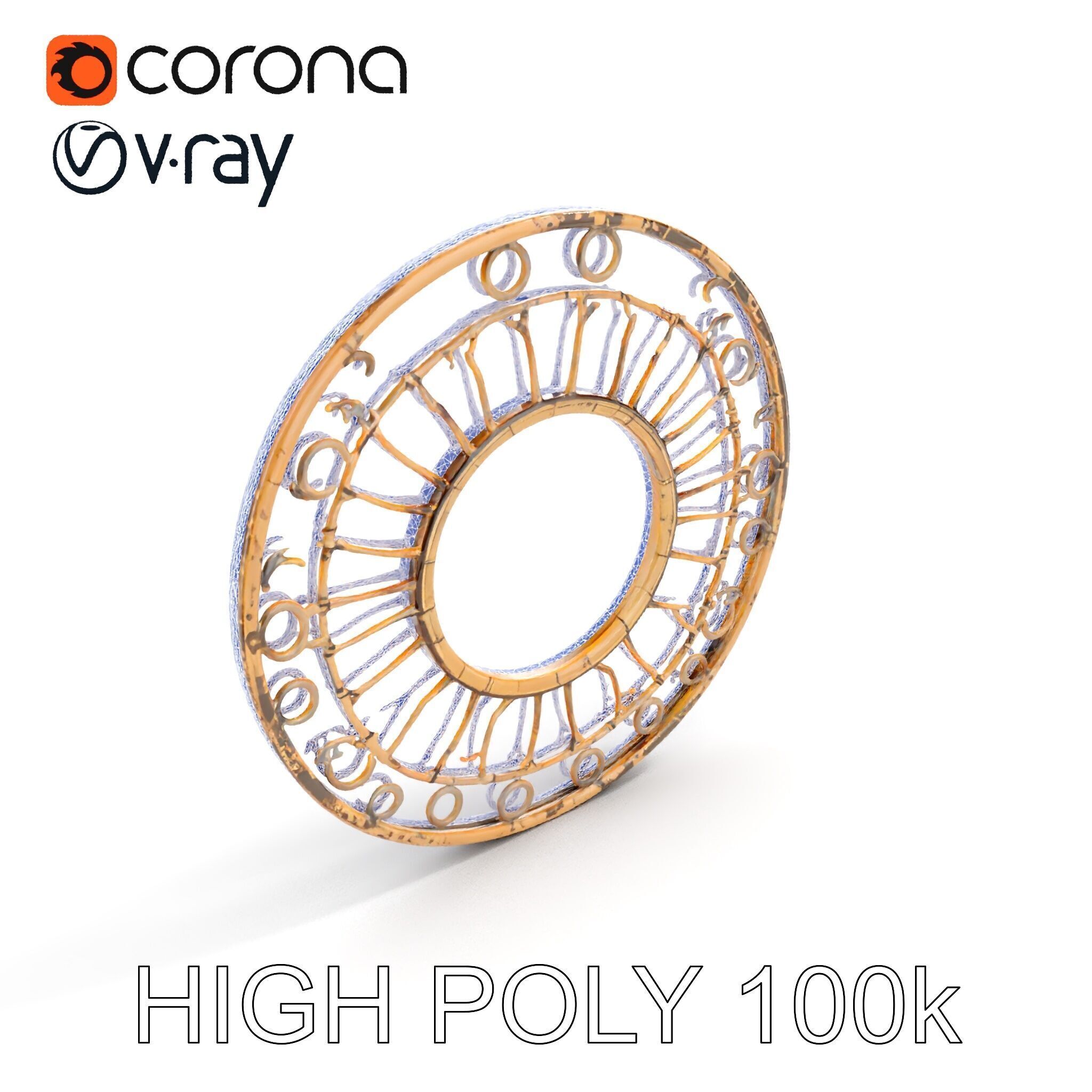 Rustic Circular Metal Wall Decor Model Pack Low-poly 3D model_25