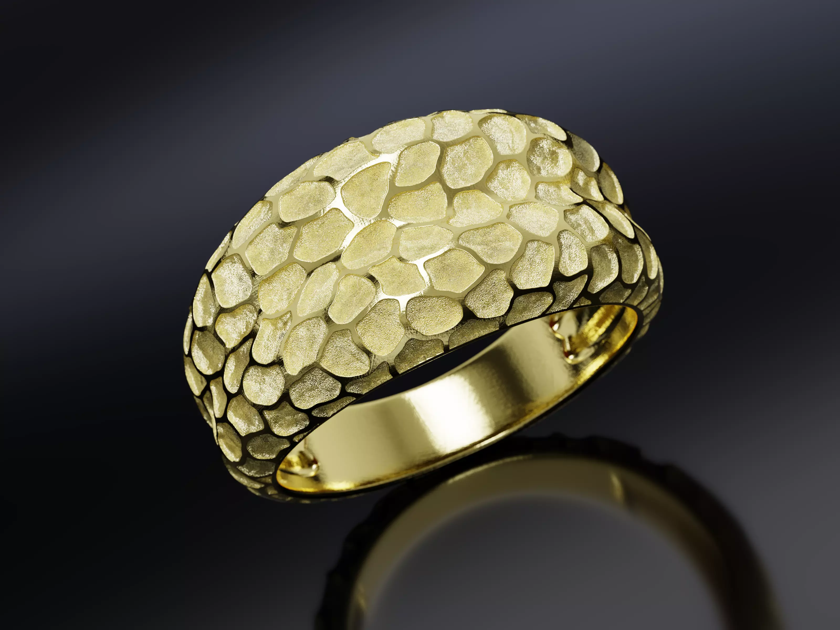 Intaglio Cobblestone Style Ring 3D print model_4