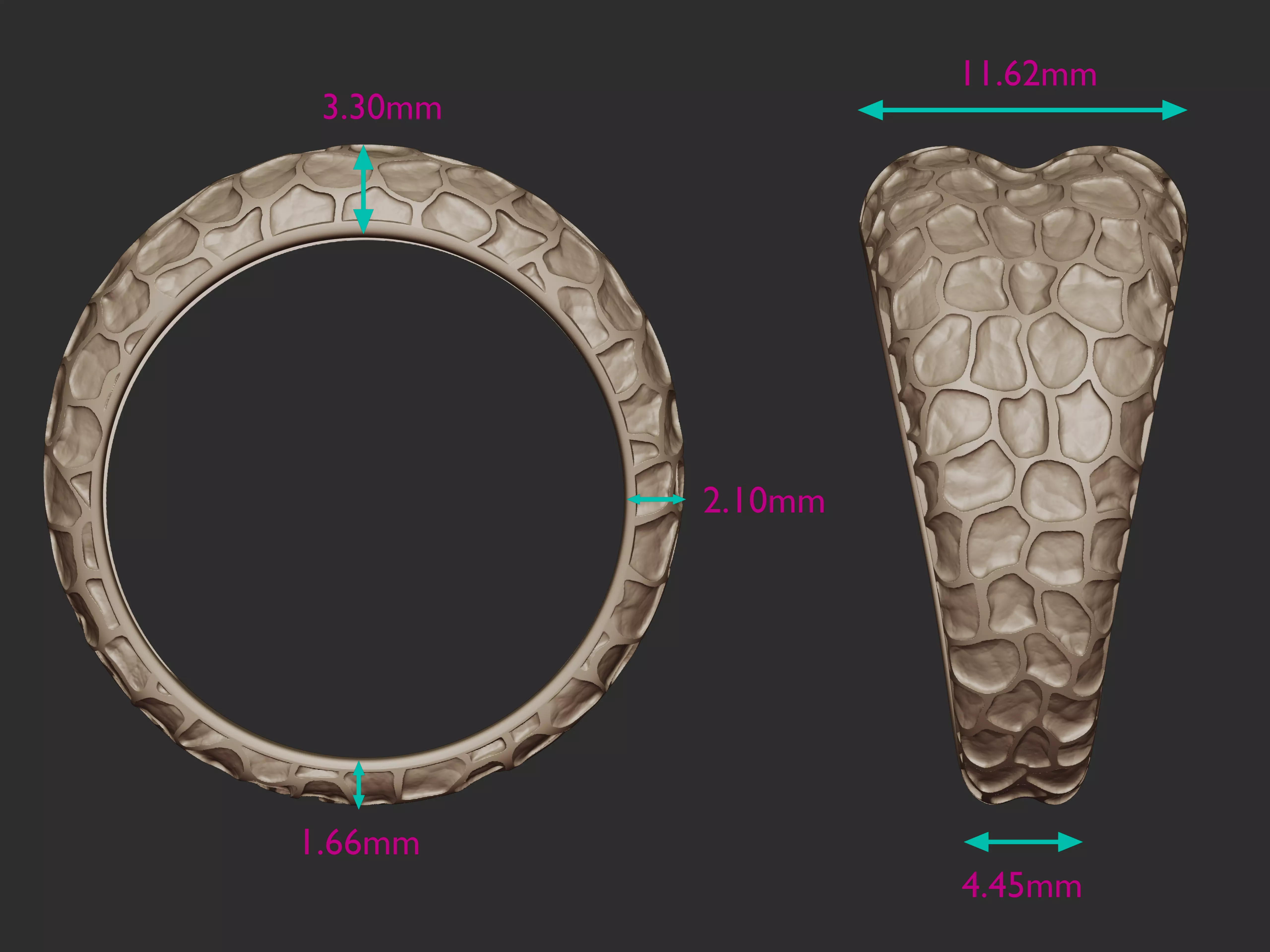 Intaglio Cobblestone Style Ring 3D print model_13
