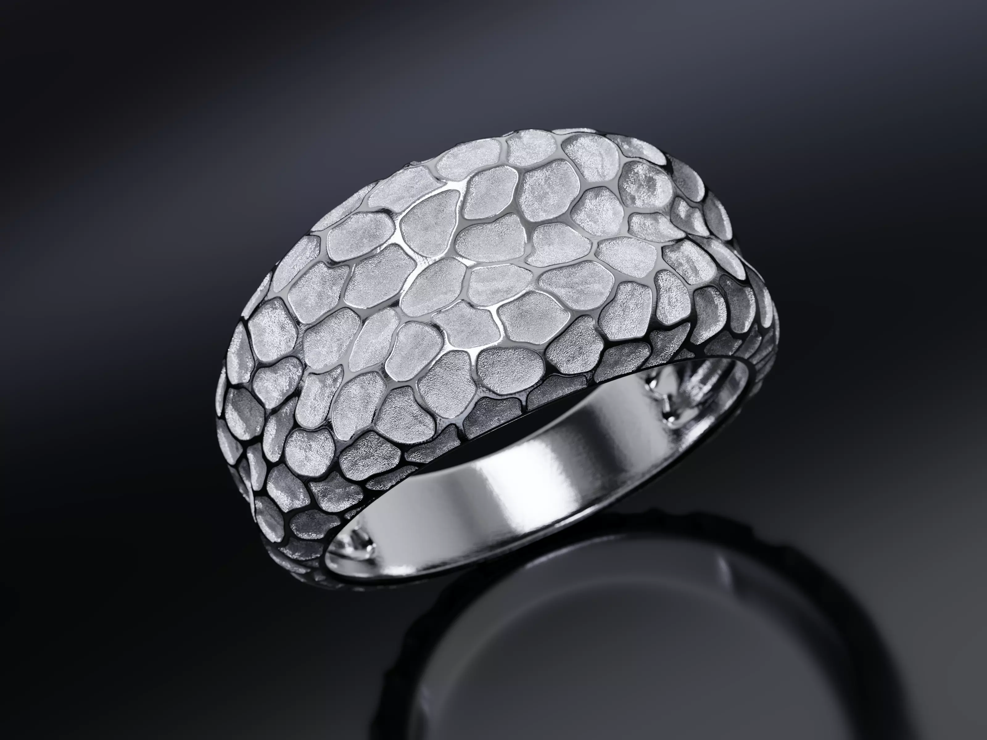 Intaglio Cobblestone Style Ring 3D print model_6