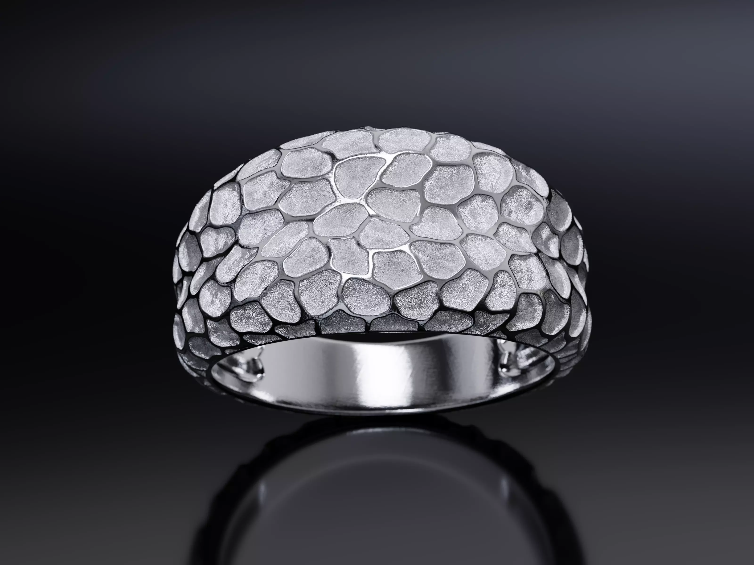 Intaglio Cobblestone Style Ring 3D print model_7