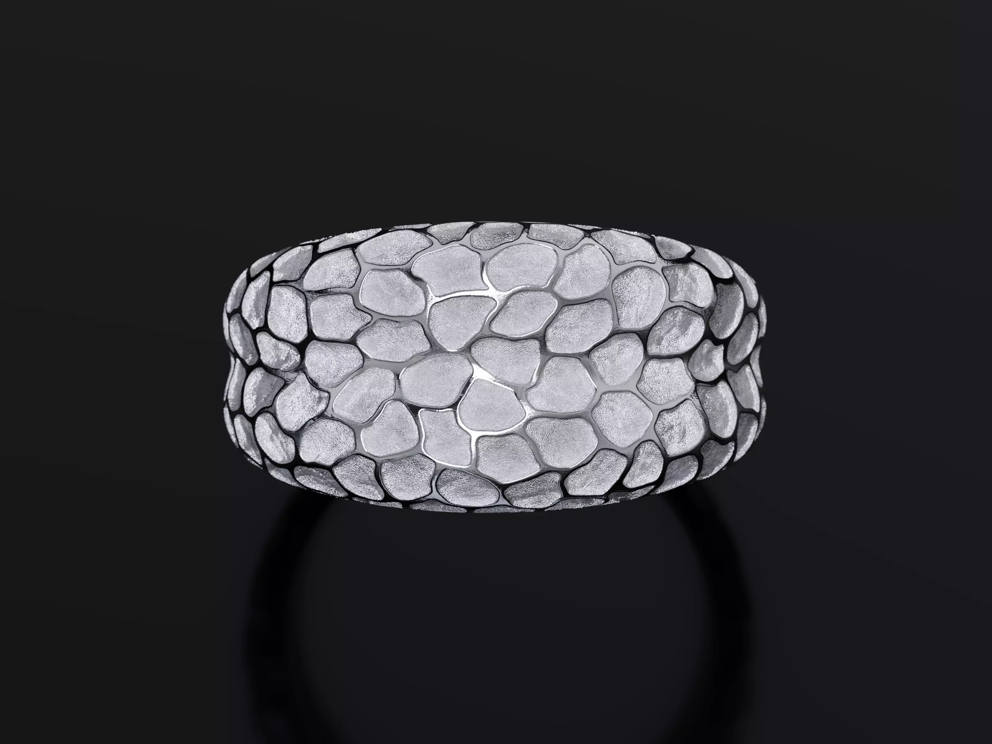 Intaglio Cobblestone Style Ring 3D print model_5