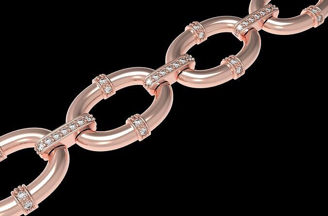 Oval Link Chain Bracelet 3D print model