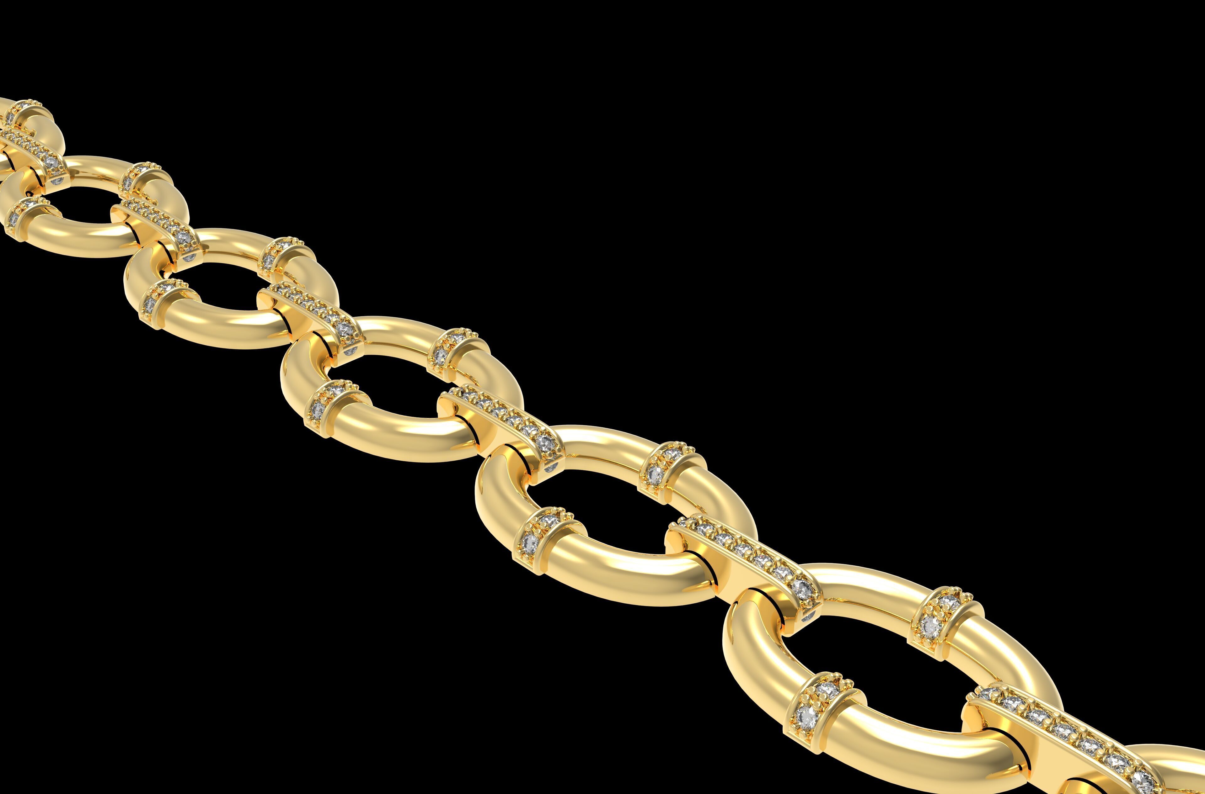 Oval Link Chain Bracelet 3D print model_1