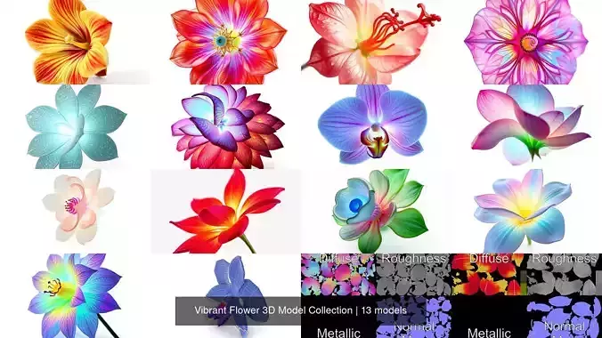 Vibrant Flower 3D Model Collection 