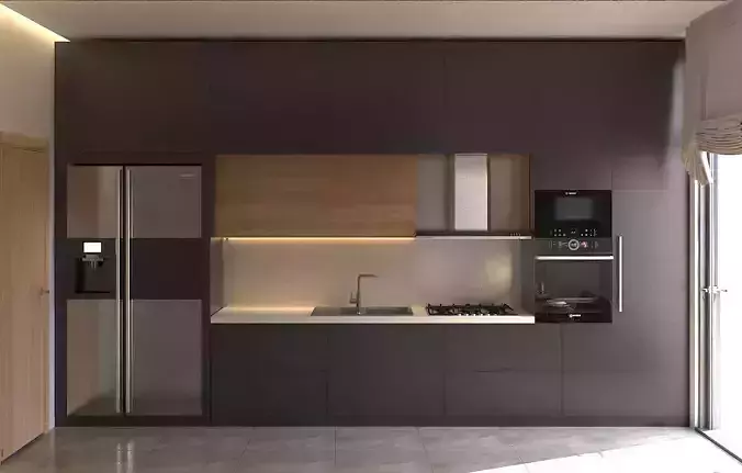 Modern Kitchen and Dining Area Scene