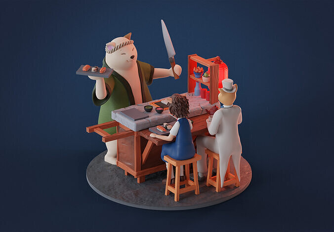 Cat Returns 3D Printable Studio Ghibli-Inspired Diorama 3D print model