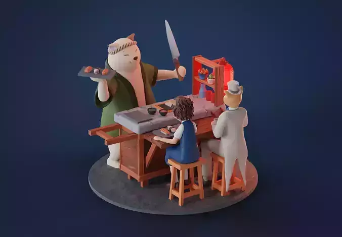 Cat Returns 3D Printable Studio Ghibli-Inspired Diorama 3D print model