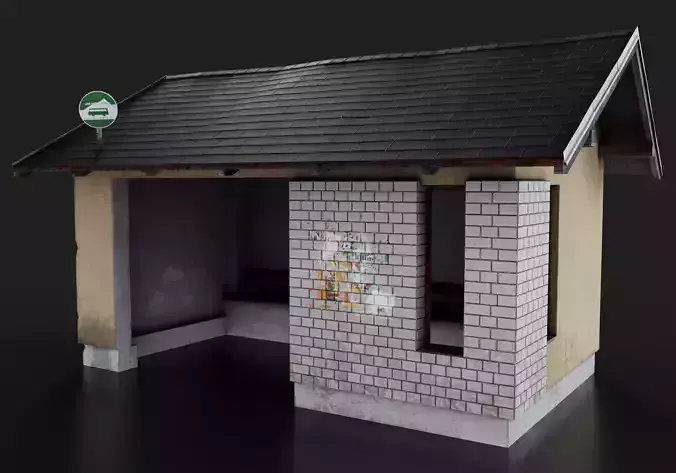 Post Soviet Bus Stop In East Europe Game Ready