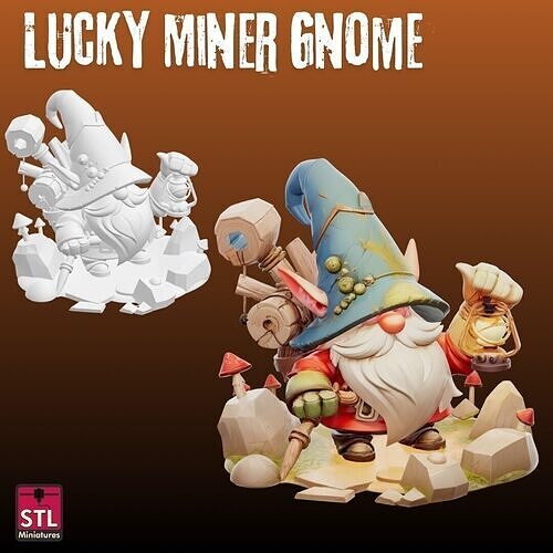 Lucky Miner Gnome Comic Style FanArt  3D print model