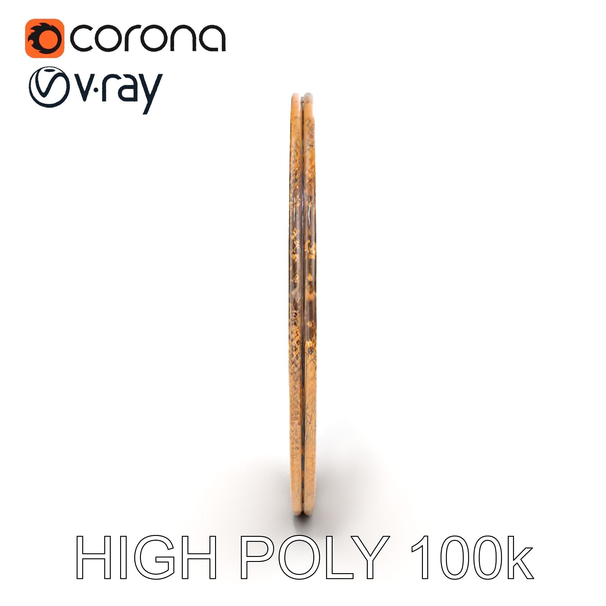 Vintage Circular Metal Wall Art Model Pack Low-poly 3D model_22