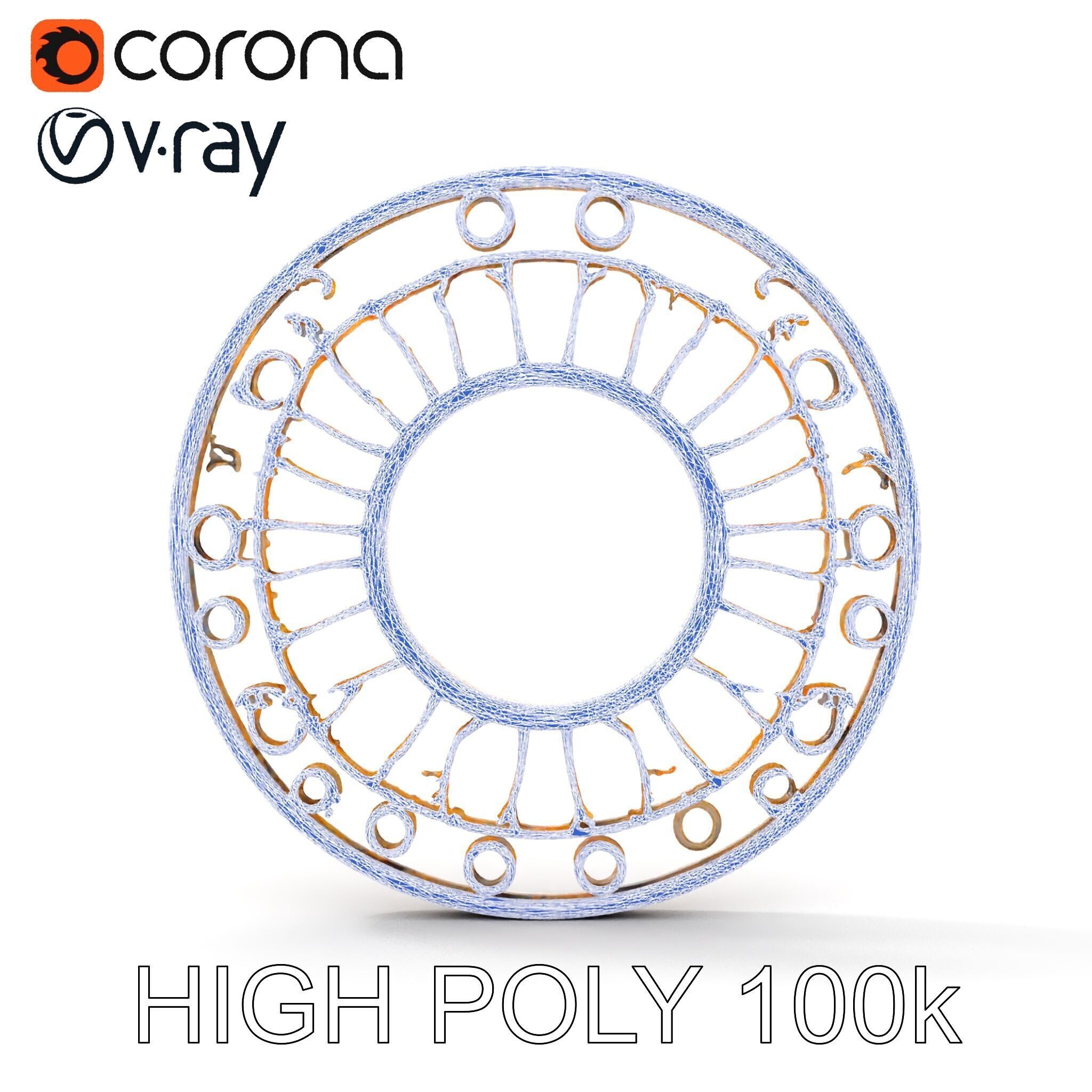 Vintage Circular Metal Wall Art Model Pack Low-poly 3D model_32