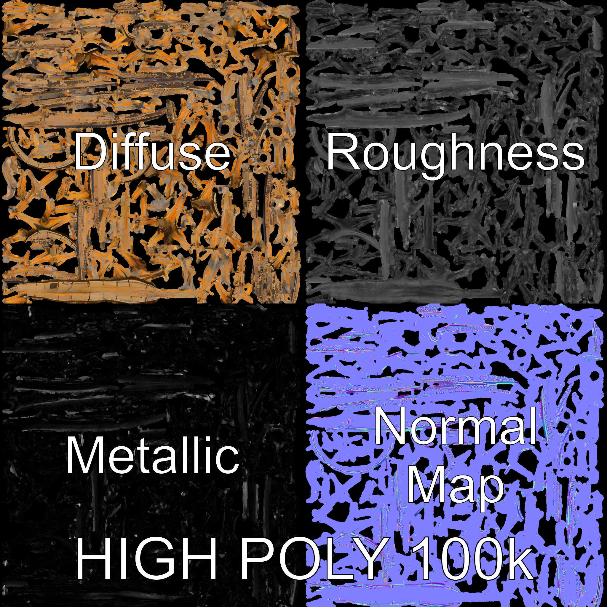 Vintage Circular Metal Wall Art Model Pack Low-poly 3D model_3