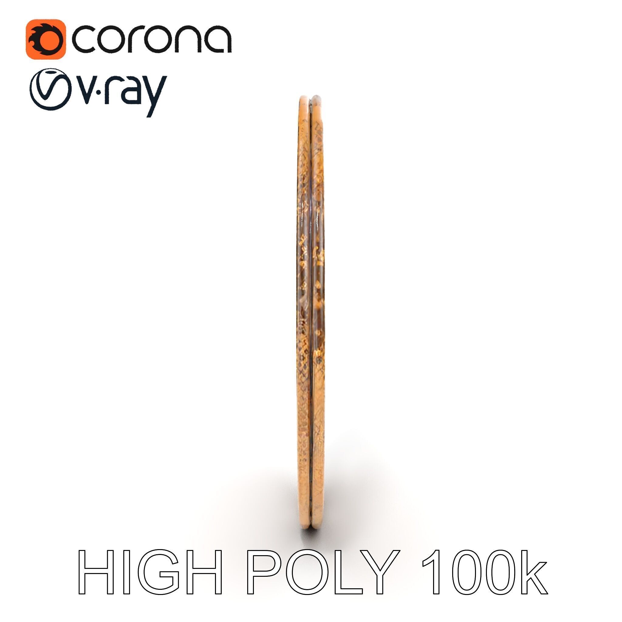 Vintage Circular Metal Wall Art Model Pack Low-poly 3D model_13