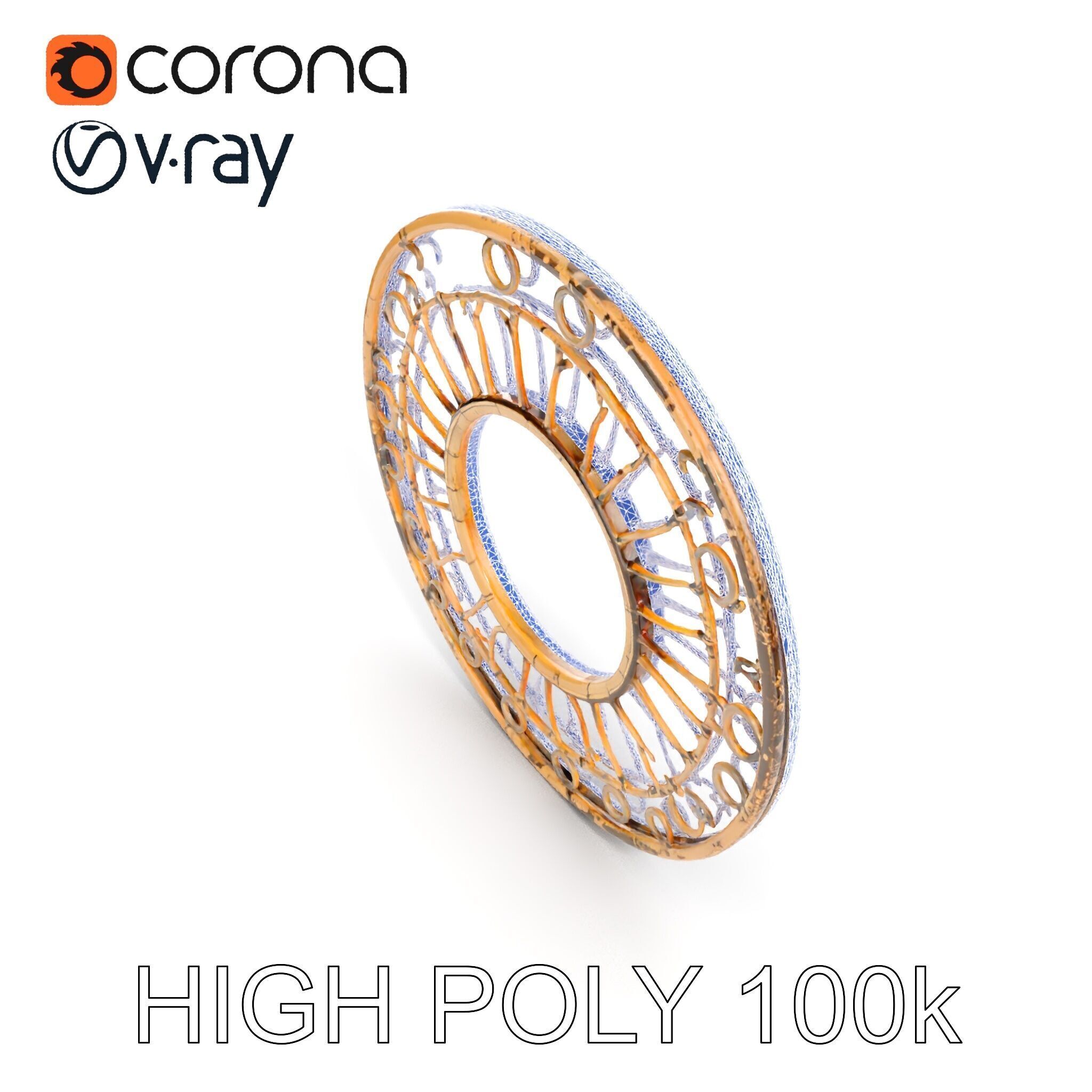 Vintage Circular Metal Wall Art Model Pack Low-poly 3D model_27