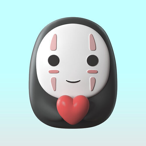 Chibi No-Face Holding Heart 3D Printable Figure Spirited Away 3D print model