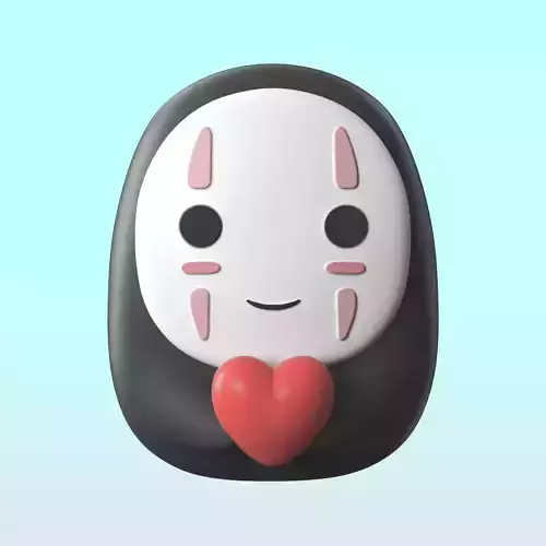 Chibi No-Face Holding Heart 3D Printable Figure Spirited Away 3D print model