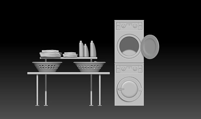 self-service laundry props 3D print model