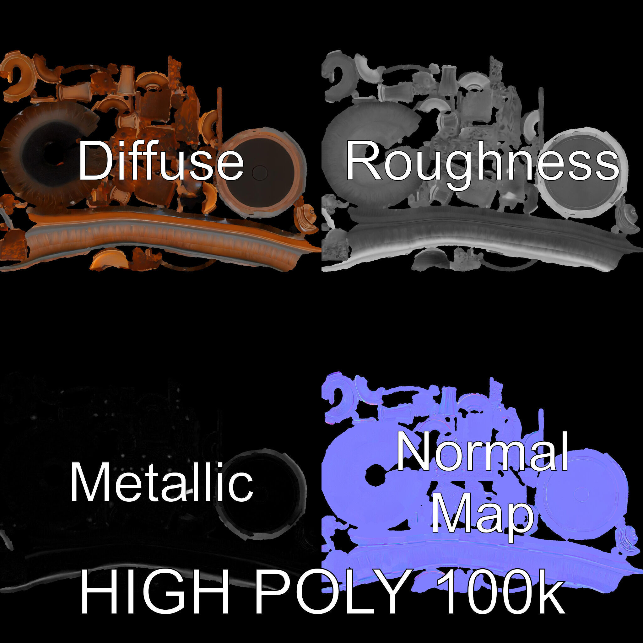 Rustic Industrial Fountain Model Pack Low-poly 3D model_4