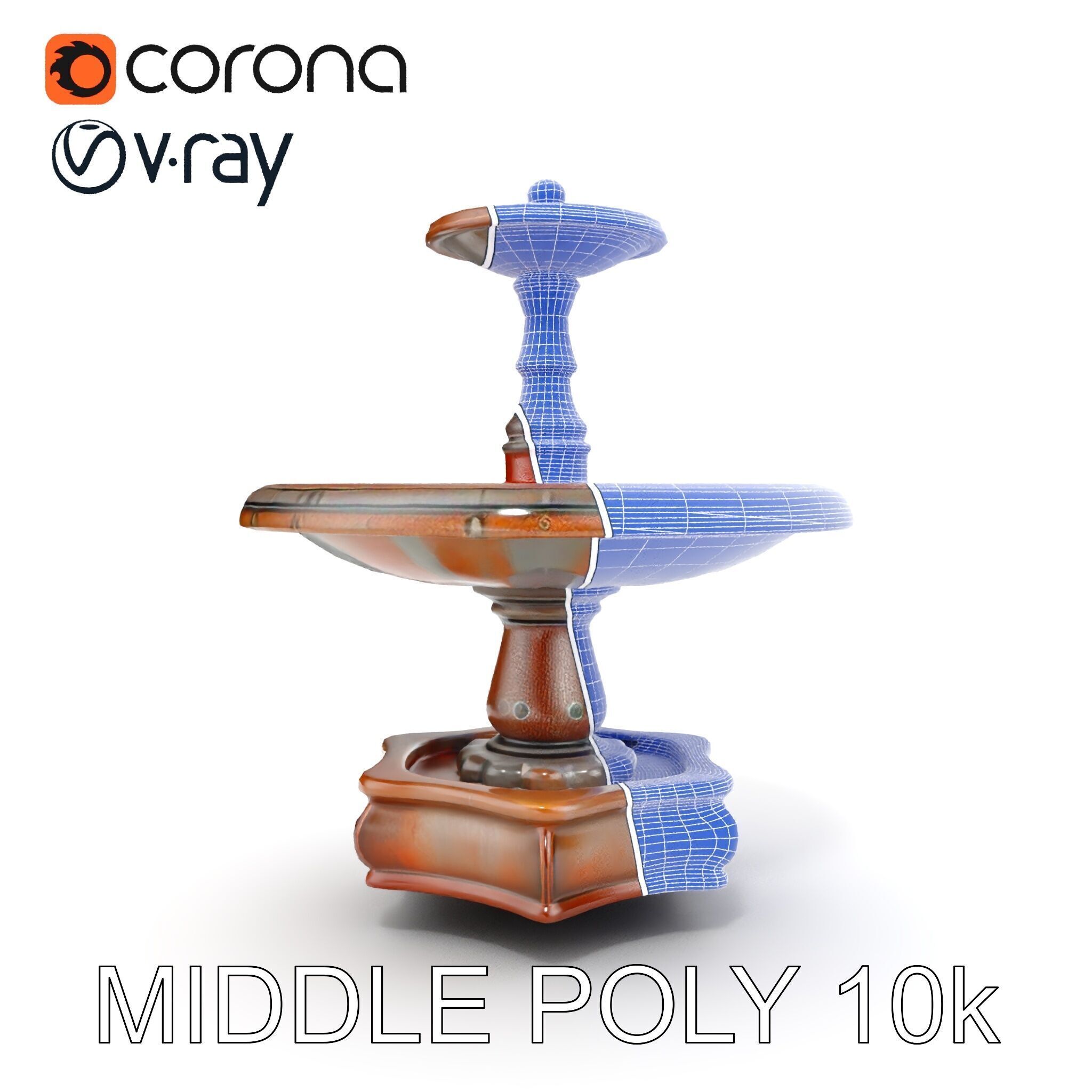 Rustic Outdoor Fountain Model Pack Low-poly 3D model_29