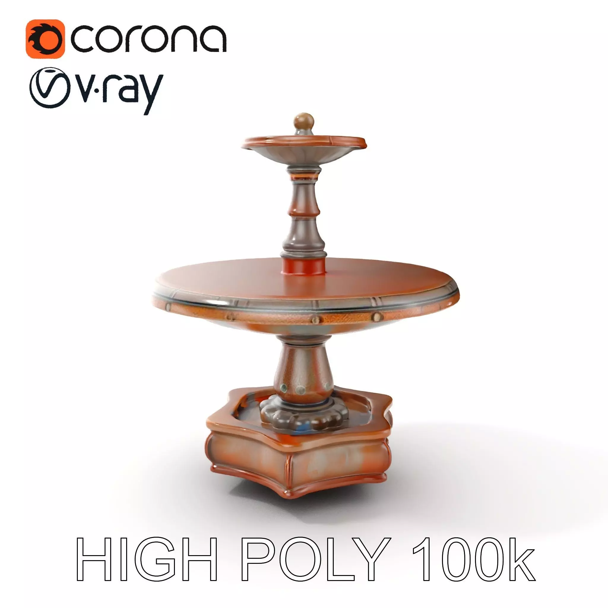 Rustic Outdoor Fountain Model Pack Low-poly 3D model_0