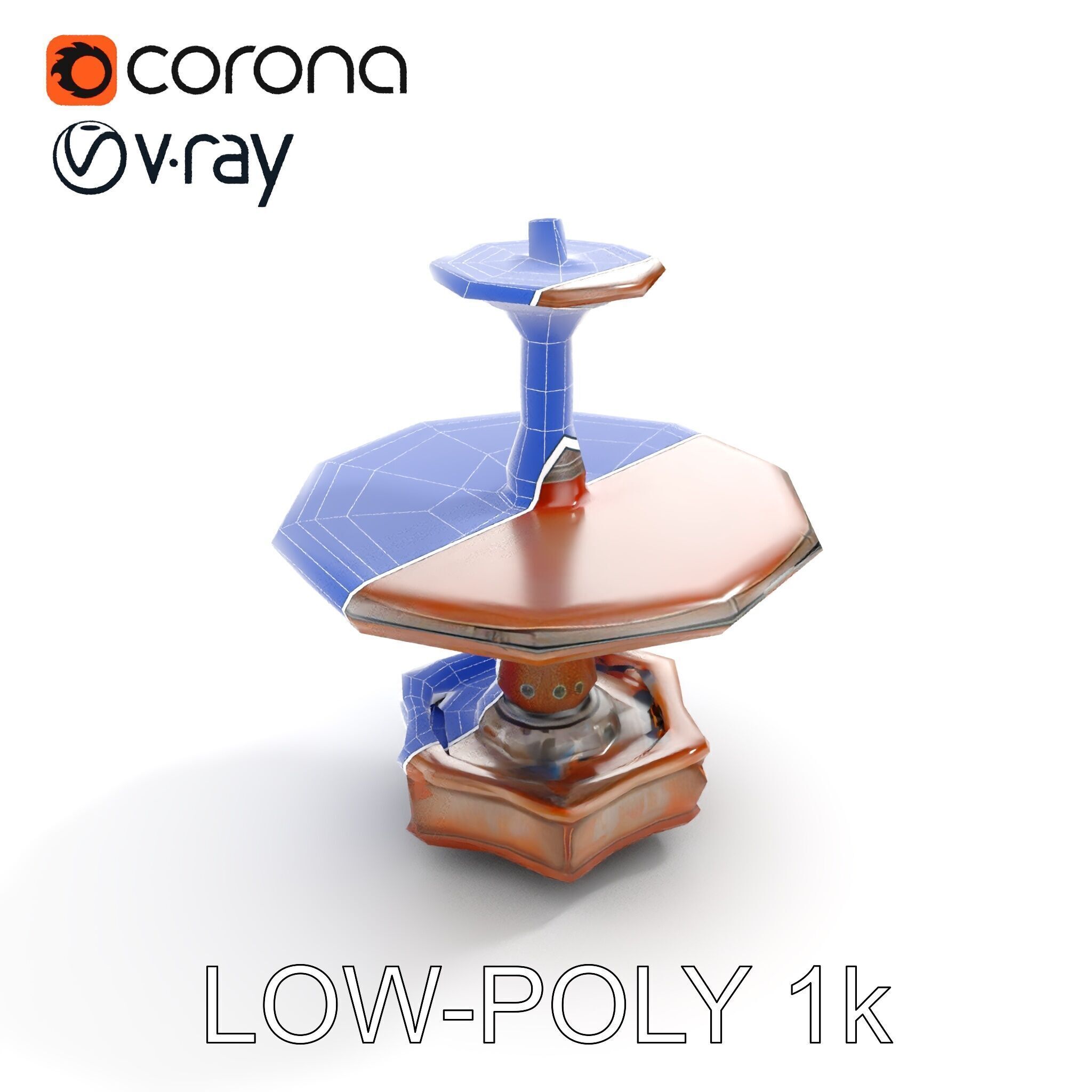 Rustic Outdoor Fountain Model Pack Low-poly 3D model_32