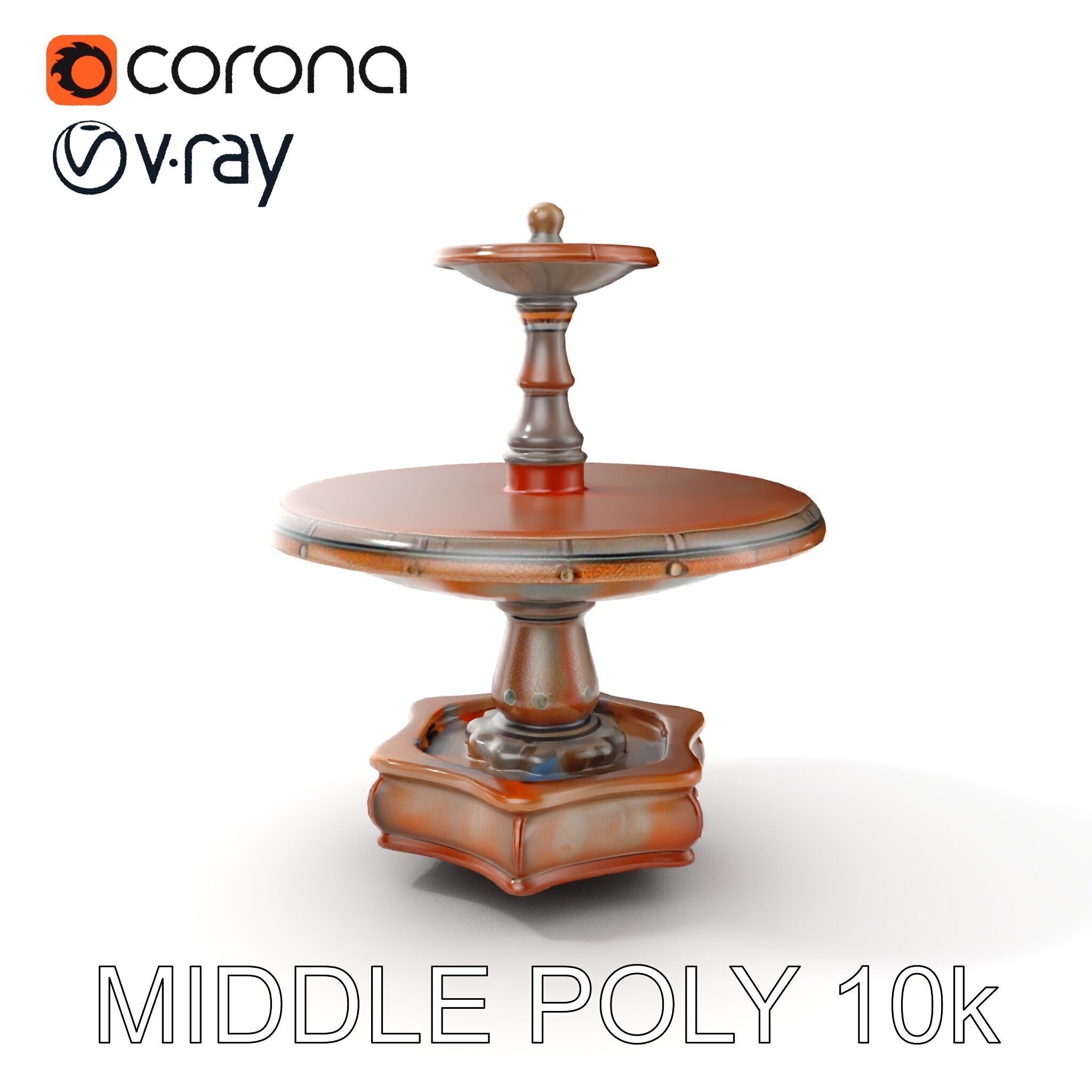 Rustic Outdoor Fountain Model Pack Low-poly 3D model_9