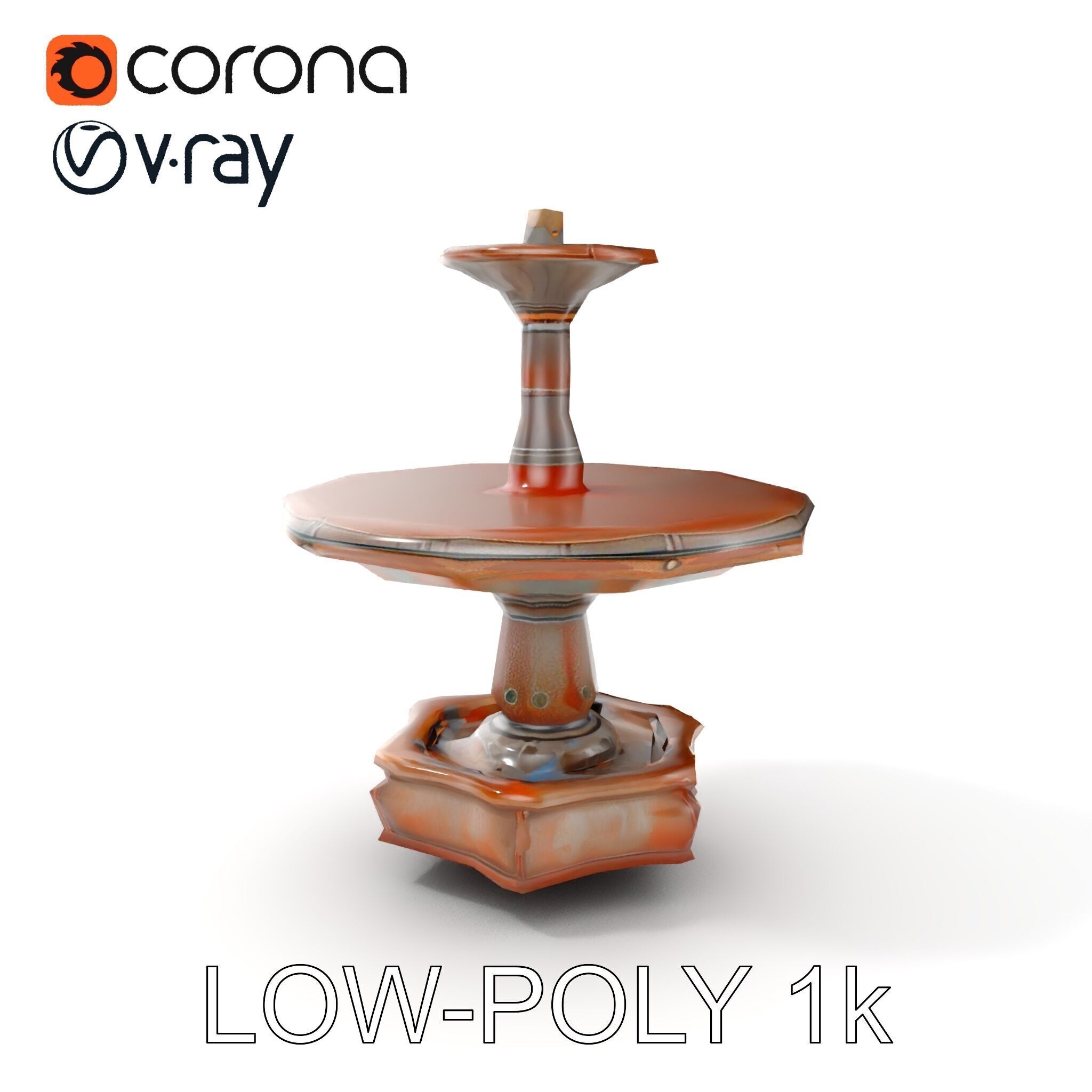 Rustic Outdoor Fountain Model Pack Low-poly 3D model_10